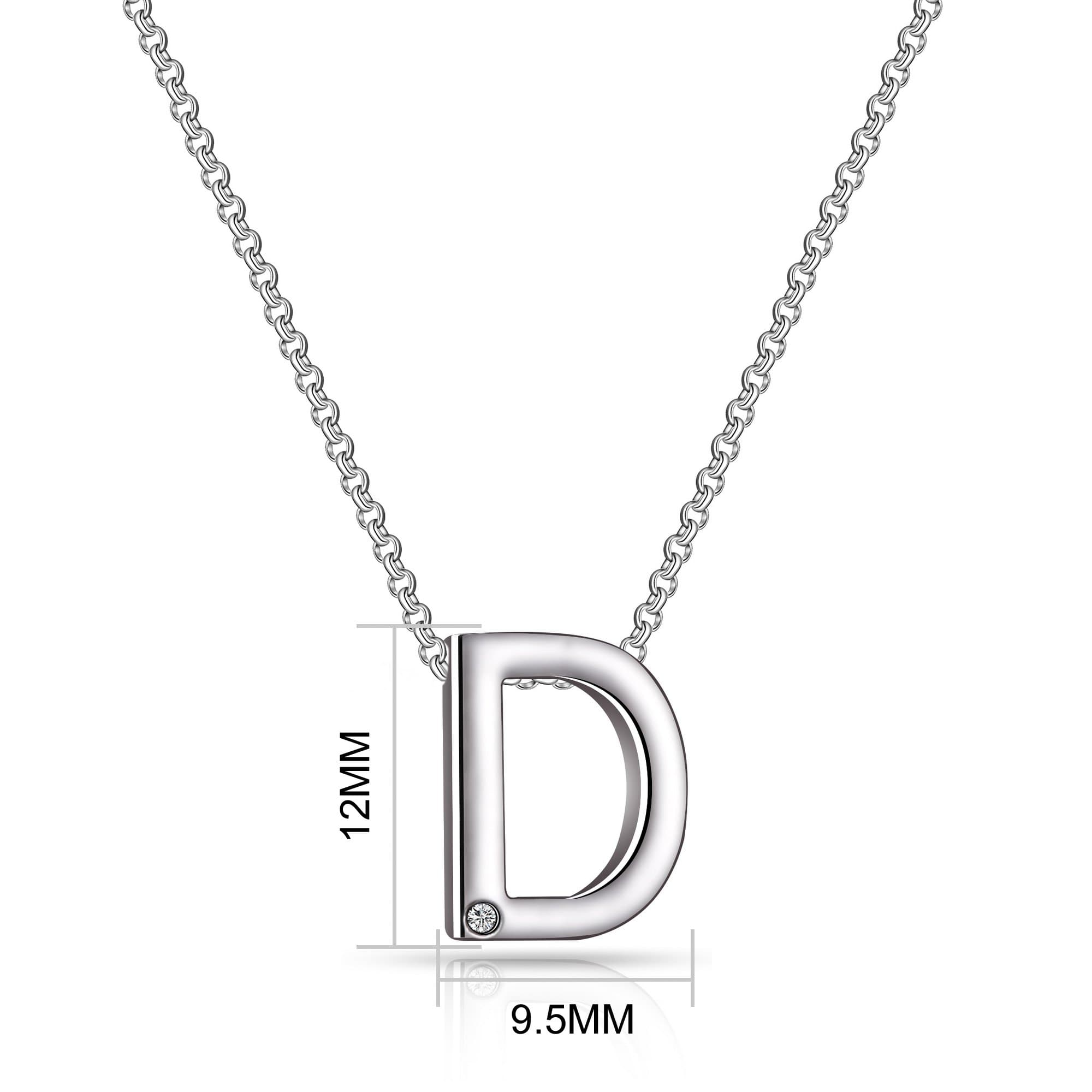 Initial Necklace Letter D Created with Zircondia® Crystals