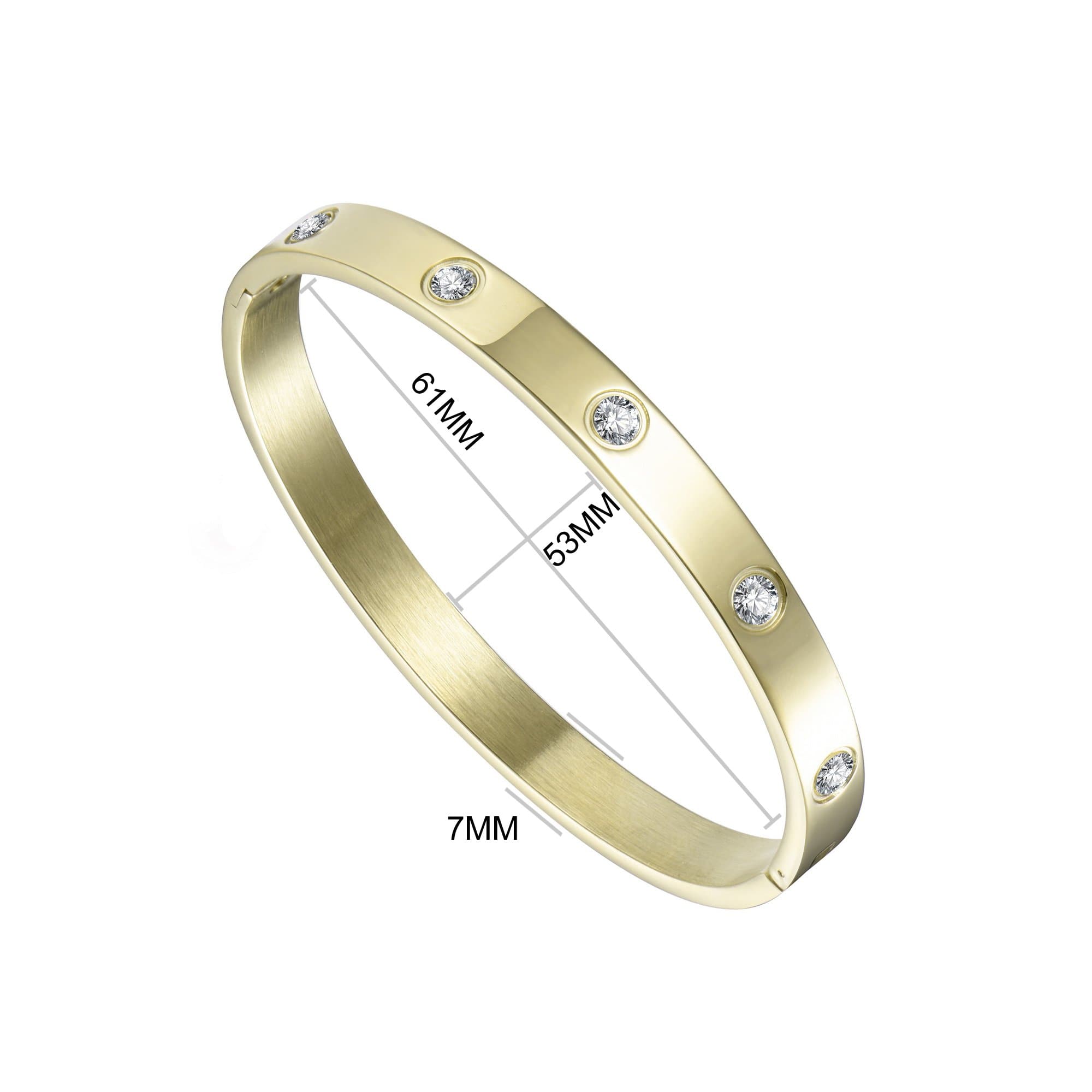 Gold Plated Stud Bangle Created with Zircondia® Crystals