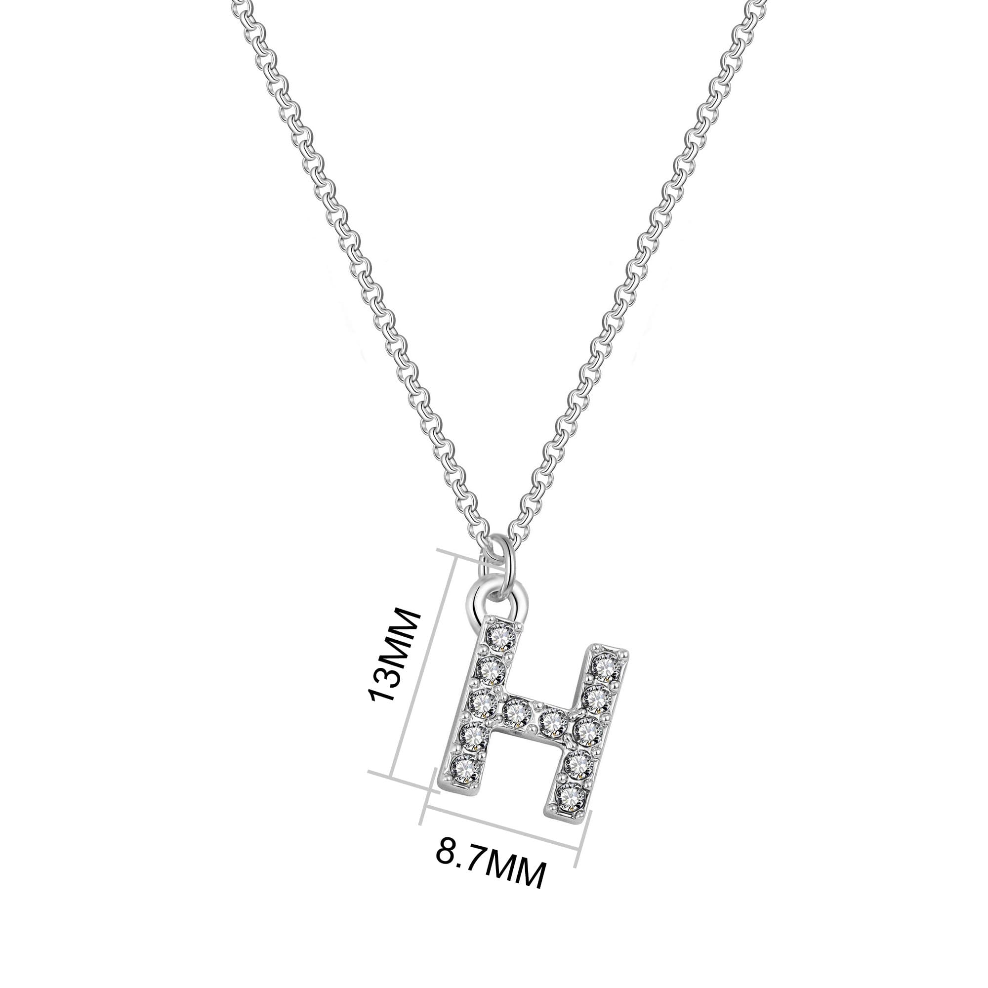 Pave Initial Necklace Letter H Created with Zircondia® Crystals
