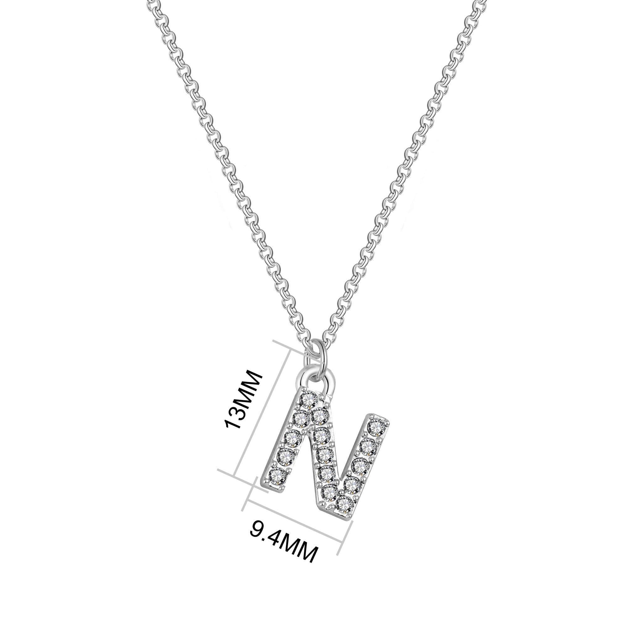 Pave Initial Necklace Letter N Created with Zircondia® Crystals