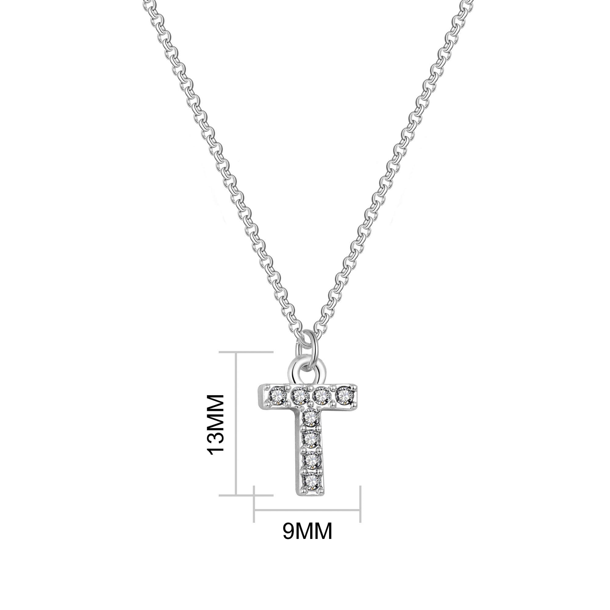 Pave Initial Necklace Letter T Created with Zircondia® Crystals