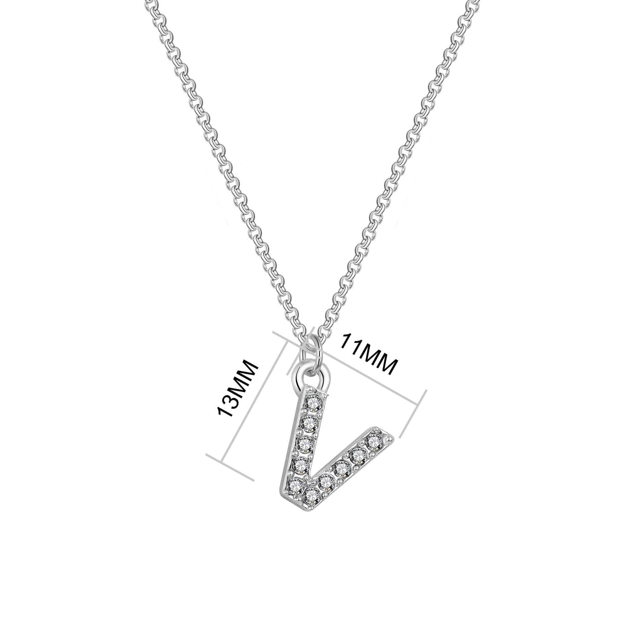 Pave Initial Necklace Letter V Created with Zircondia® Crystals