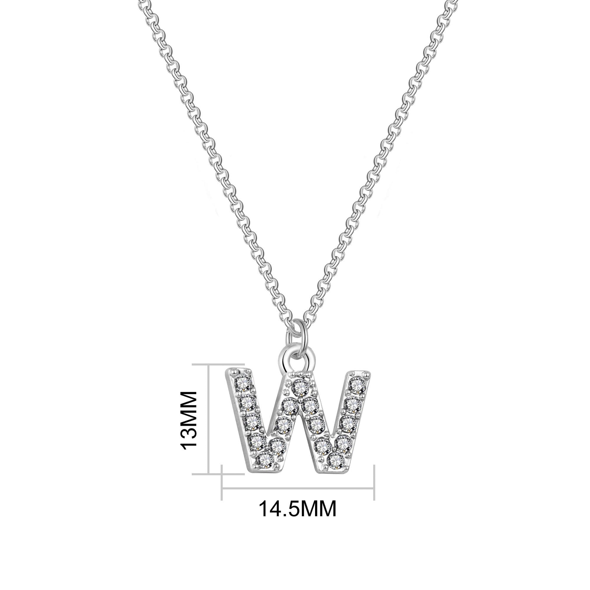 Pave Initial Necklace Letter W Created with Zircondia® Crystals