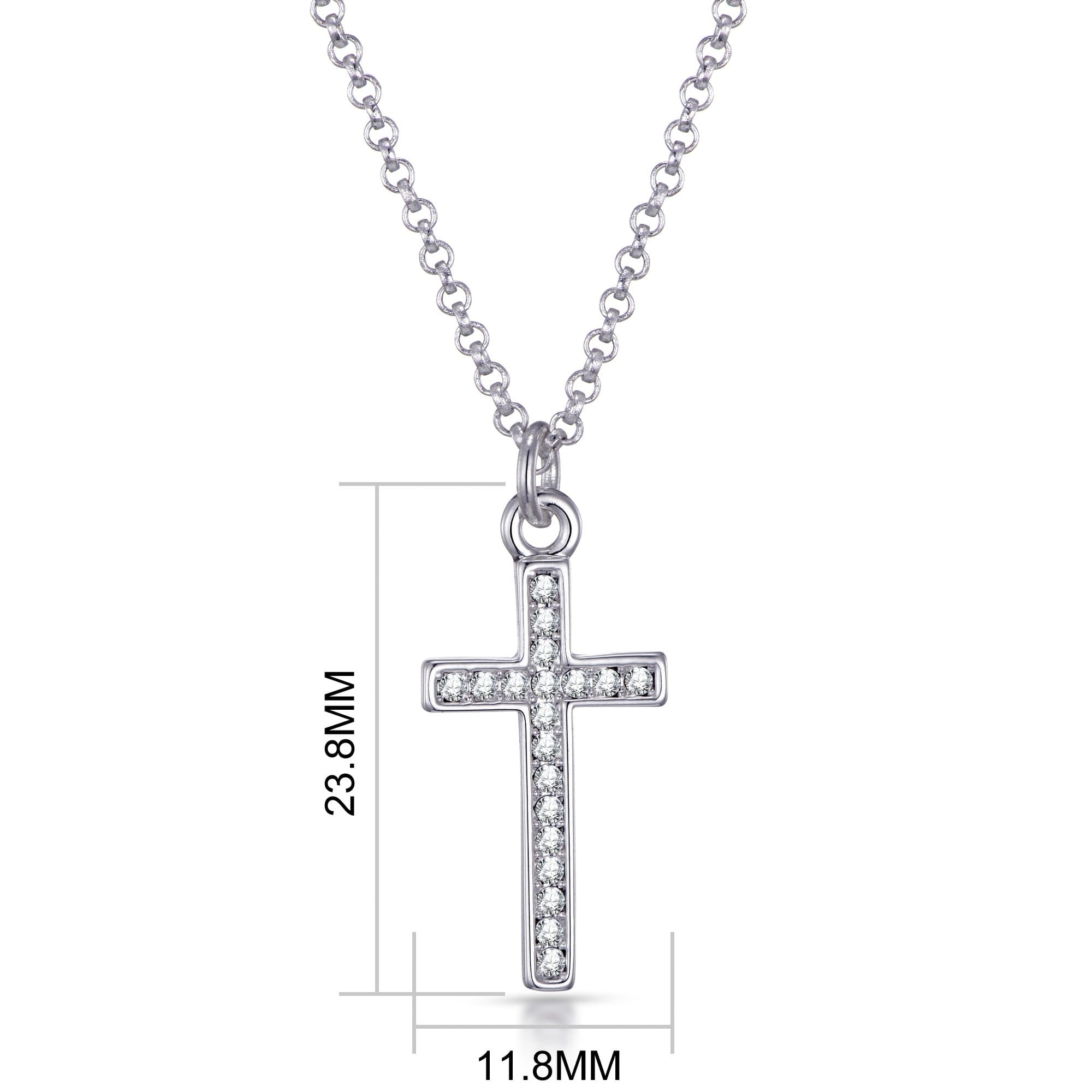 Silver Plated Pave Cross Necklace Created with Zircondia® Crystals
