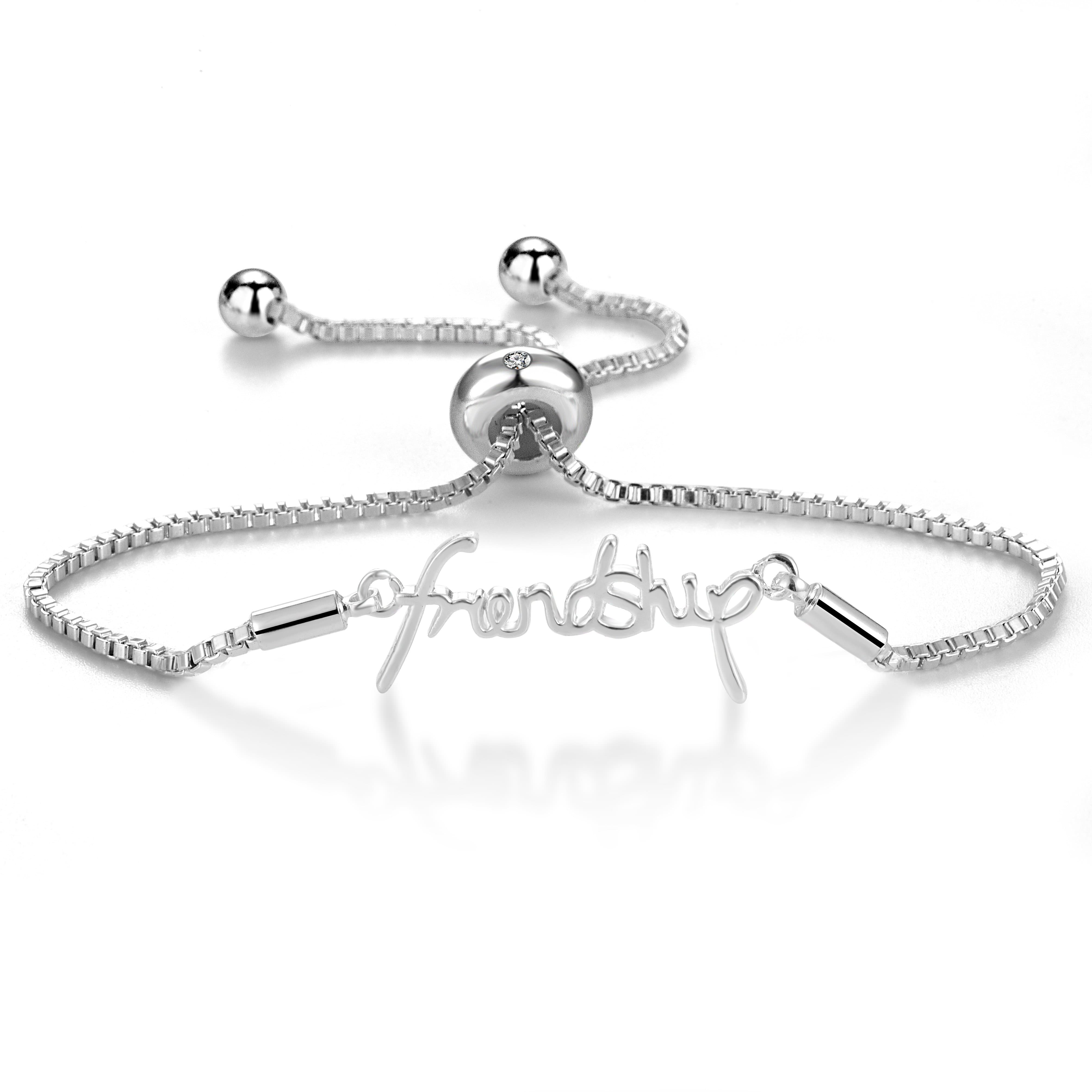 Silver Plated Friendship Bracelet Created with Zircondia® Crystals