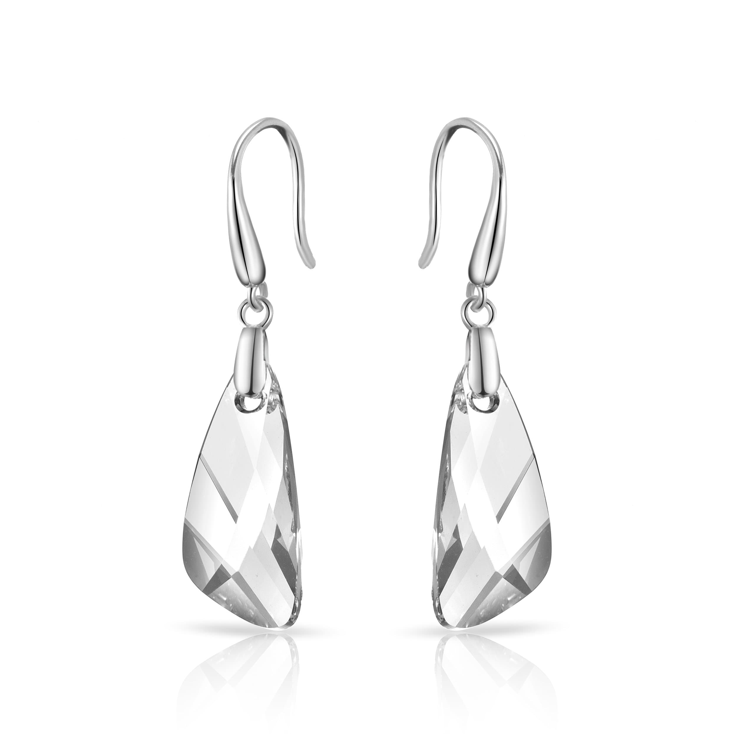 Sterling Silver Iceberg Drop Earrings Created with Zircondia® Crystals by Philip Jones Jewellery
