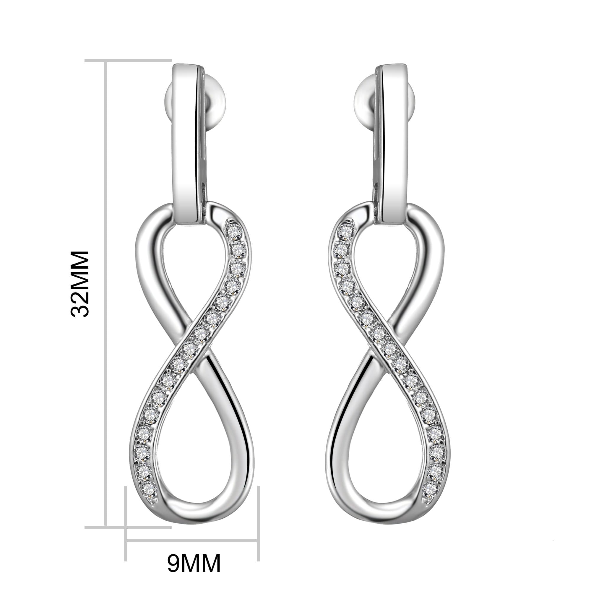 Silver Plated Infinity Drop Earrings Created with Zircondia® Crystals