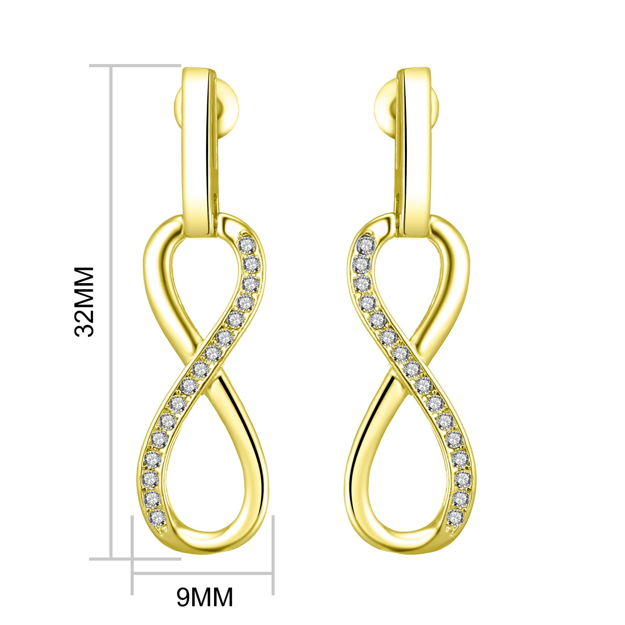 Gold Plated Infinity Drop Earrings Created with Zircondia® Crystals