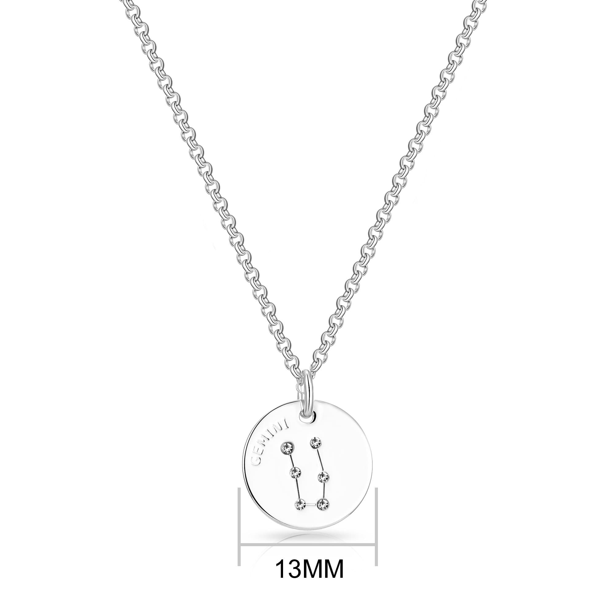 Gemini Star Sign Disc Necklace Created with Zircondia® Crystals
