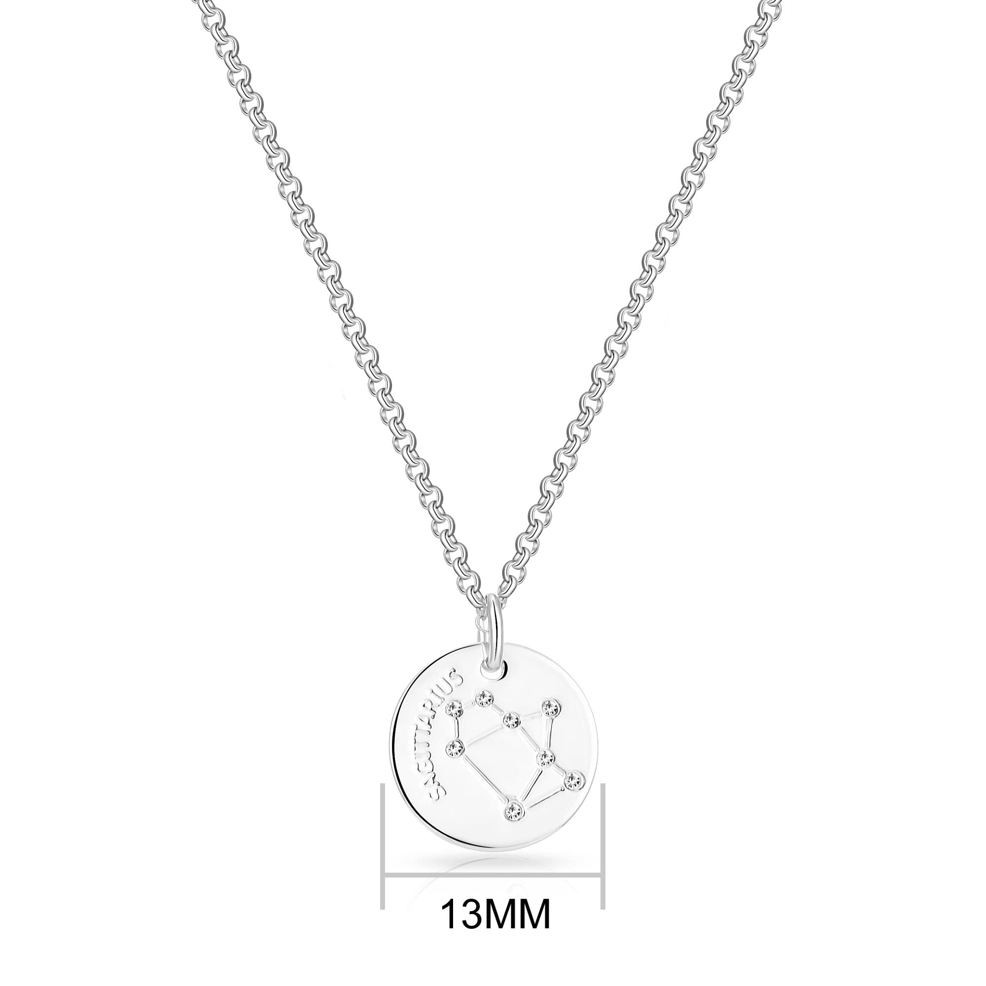 Sagittarius Star Sign Disc Necklace Created with Zircondia® Crystals