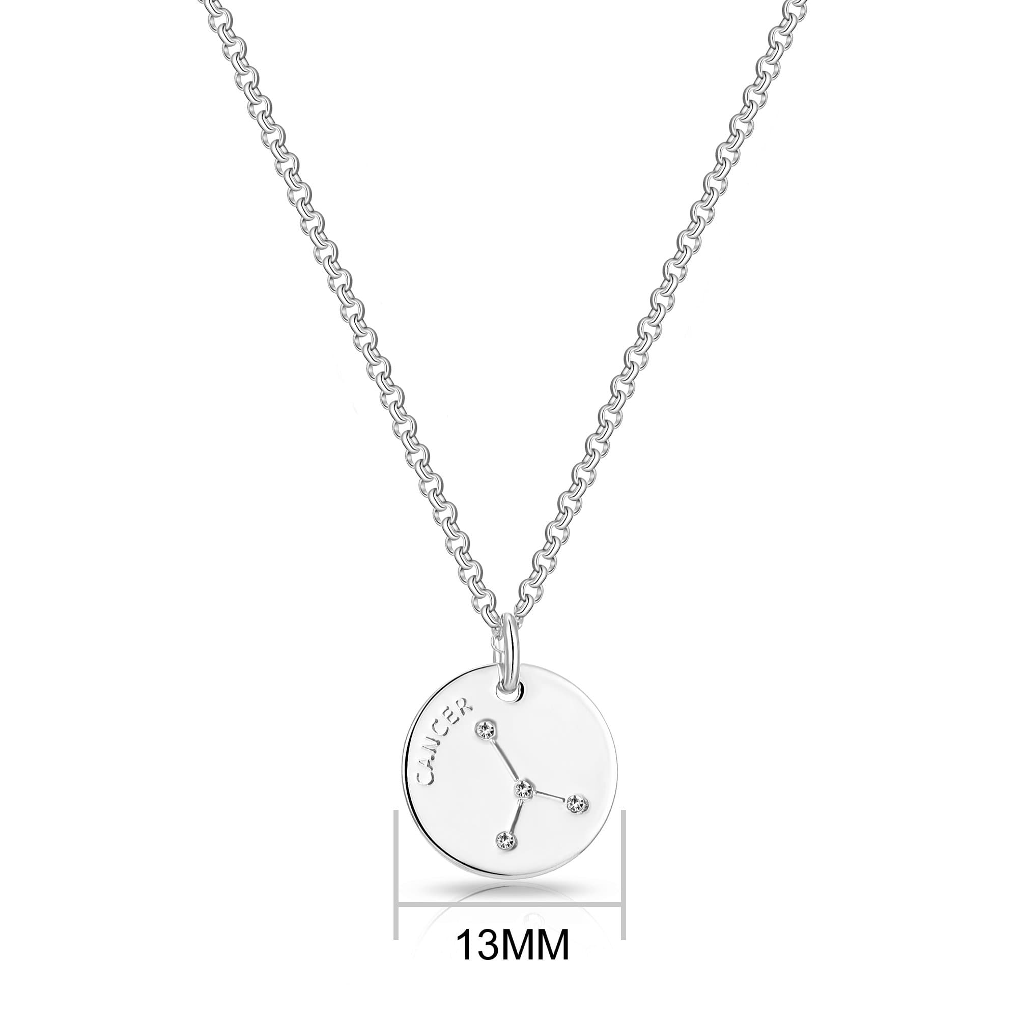 Cancer Star Sign Disc Necklace Created with Zircondia® Crystals