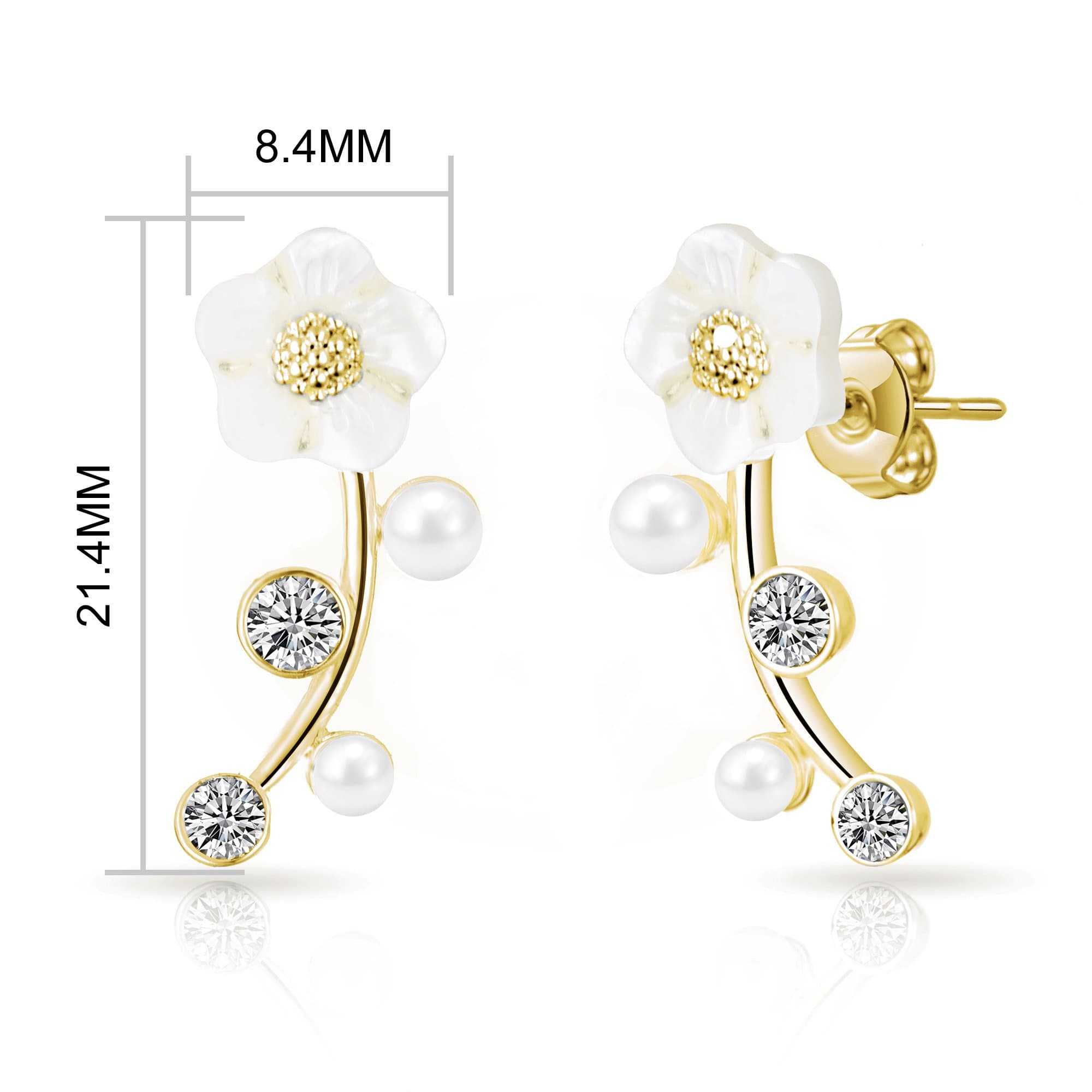 Gold Plated Daisy Climber Earrings Created with Zircondia® Crystals