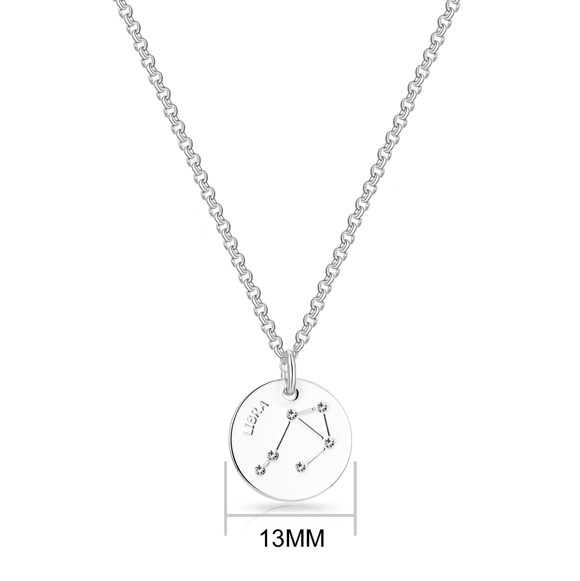 Libra Star Sign Disc Necklace Created with Zircondia® Crystals