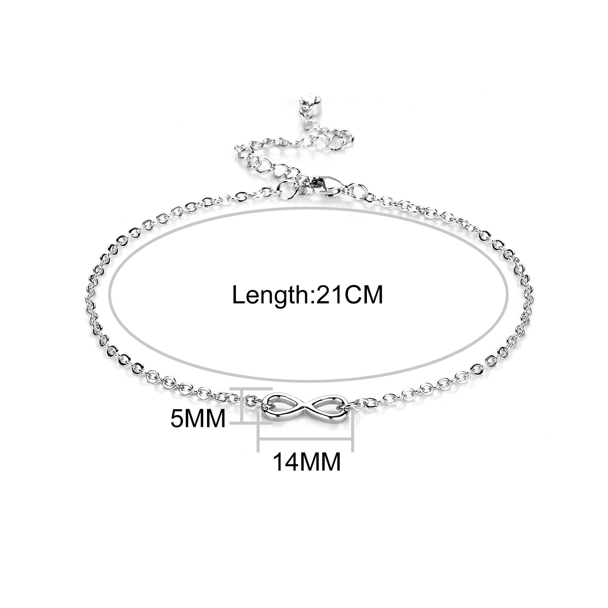 Silver Plated Infinity Anklet Created with Zircondia® Crystals