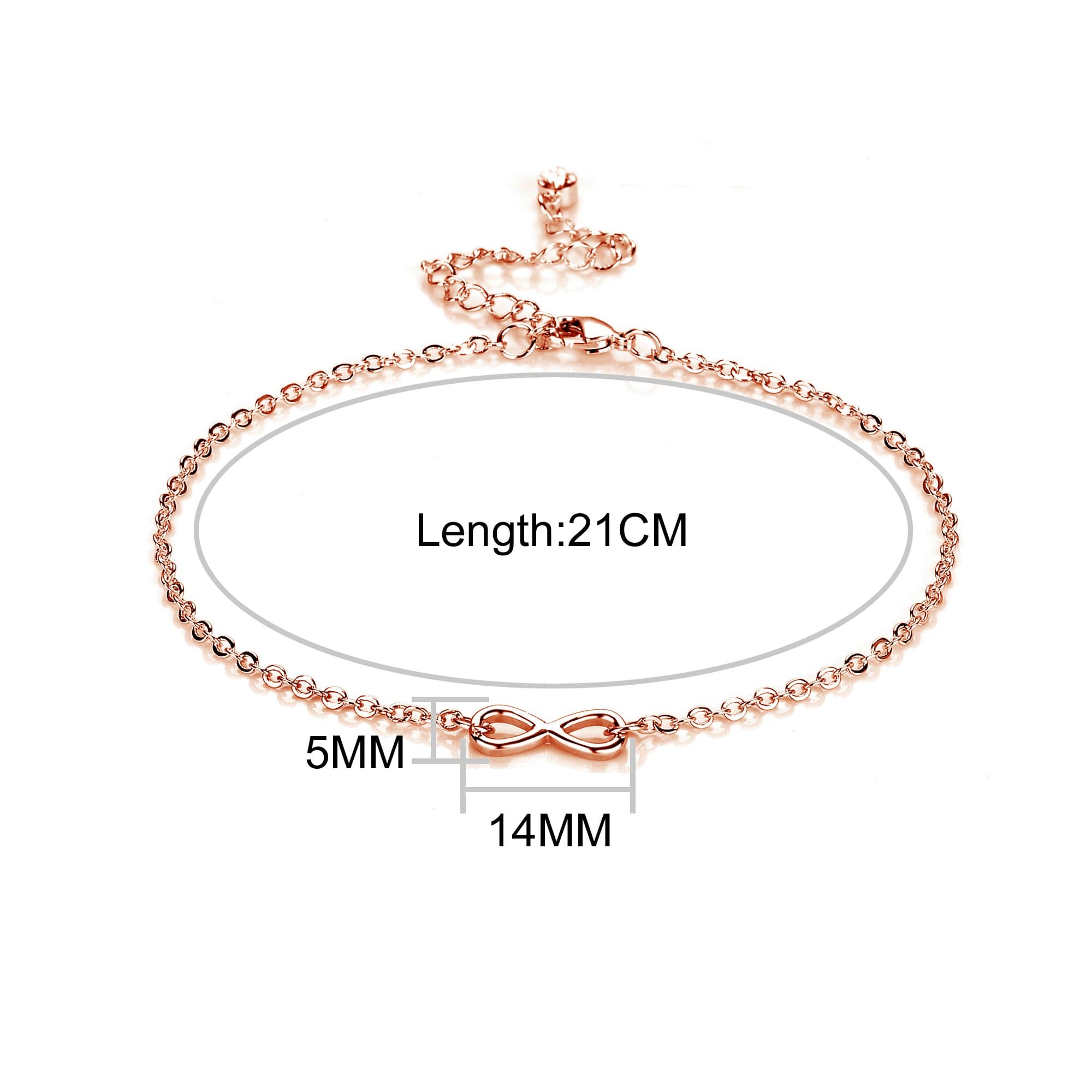 Rose Gold Plated Infinity Anklet Created with Zircondia® Crystals
