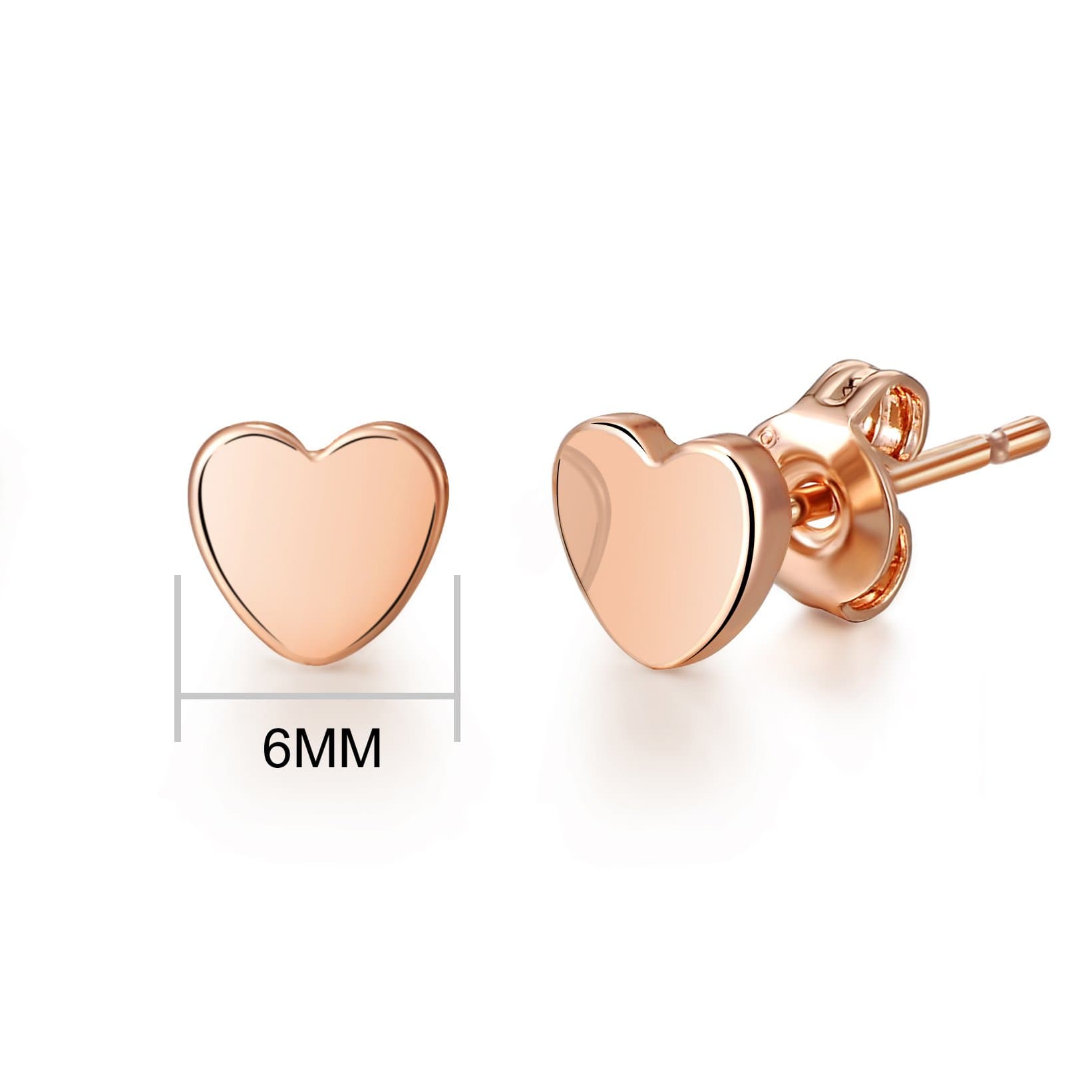 Rose Gold Plated Heart Stud Earrings