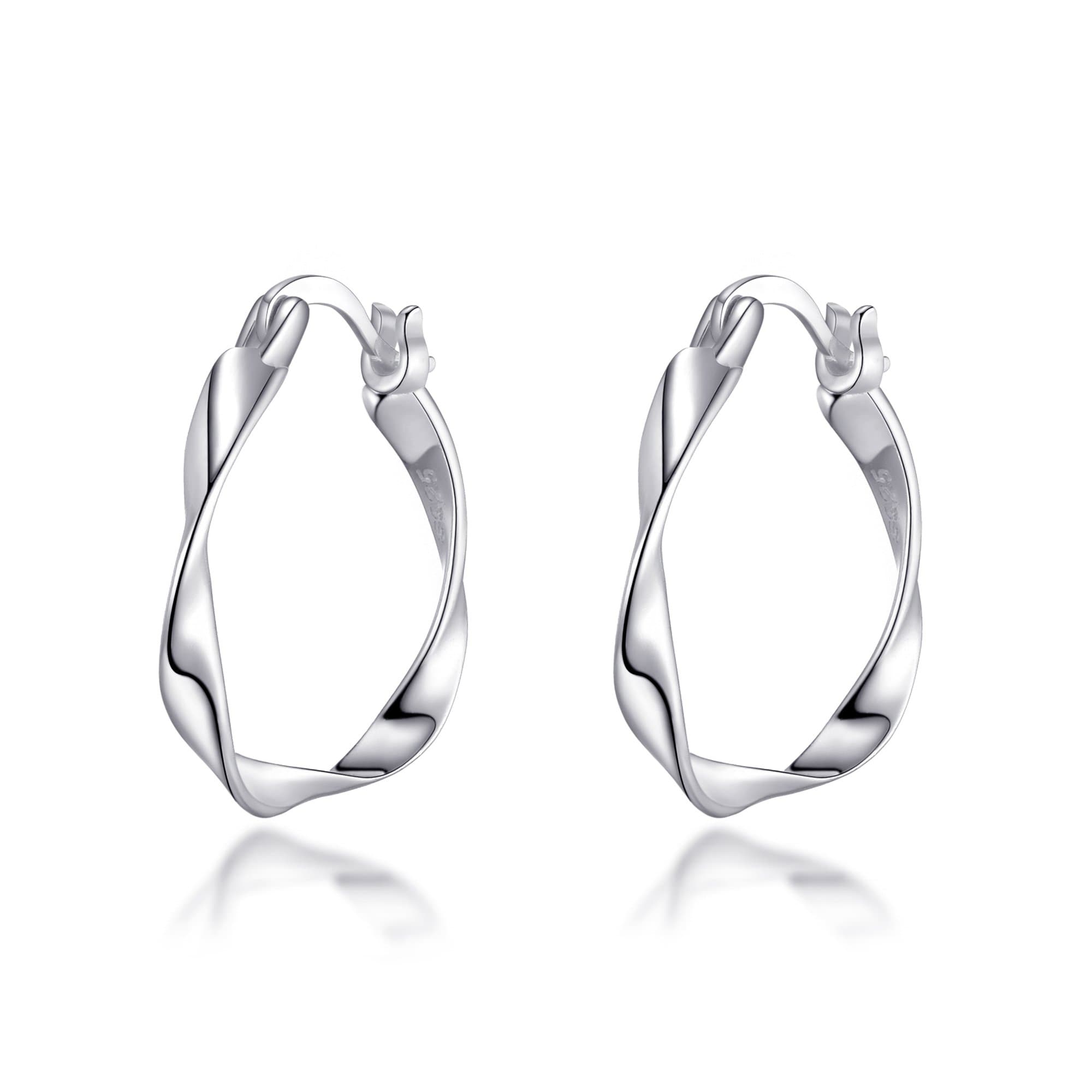 Sterling Silver Twist Hoop Earrings by Philip Jones Jewellery