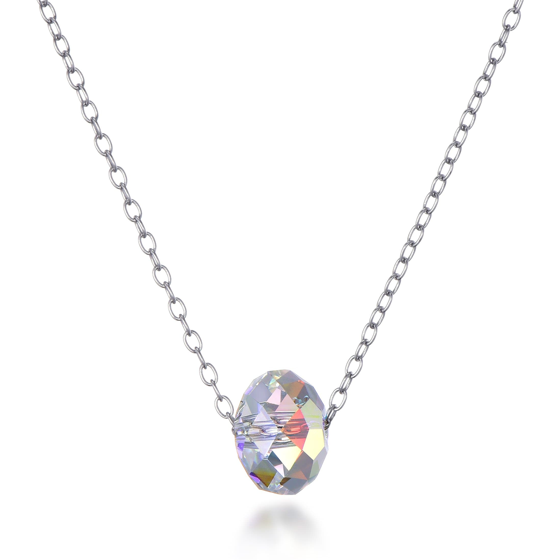 Sterling Silver Aurora Oval Necklace Created with Zircondia® Crystals