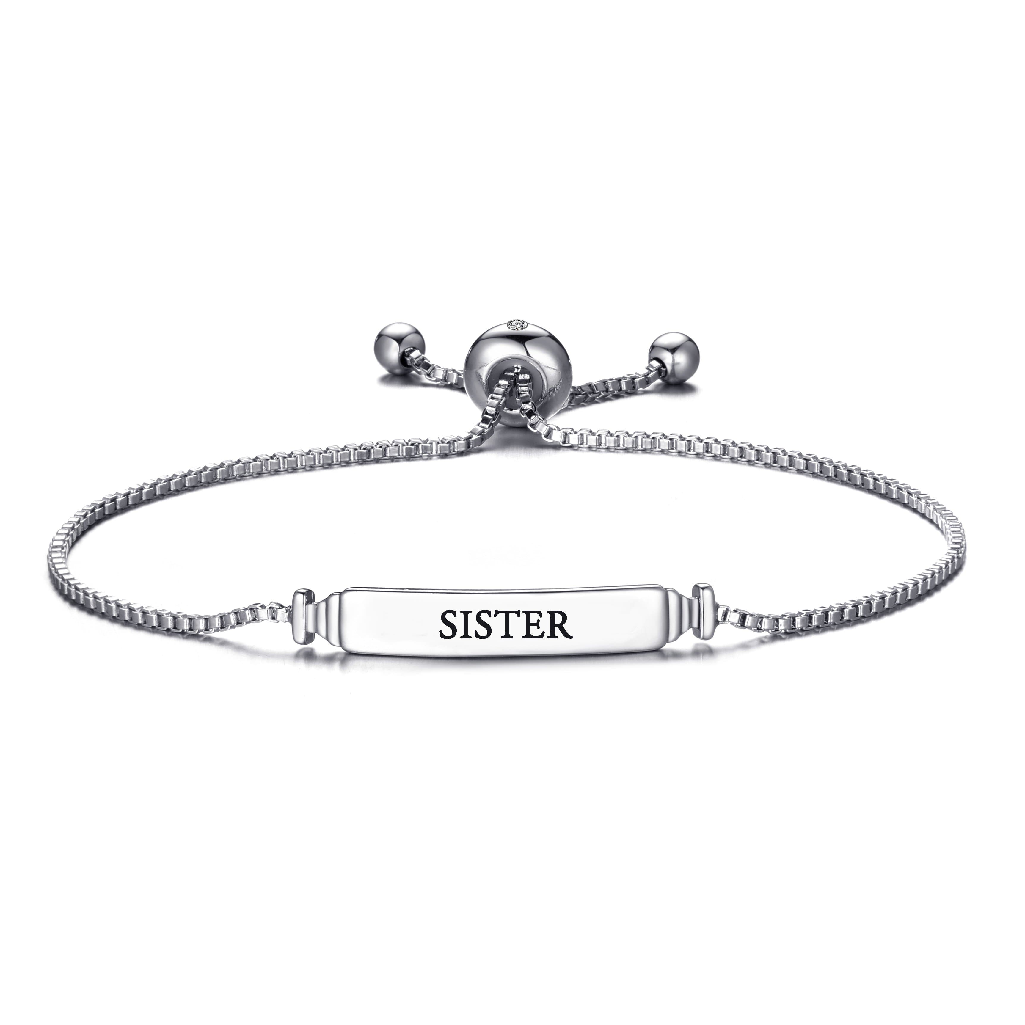 Sister ID Friendship Bracelet Created with Zircondia® Crystals by Philip Jones Jewellery