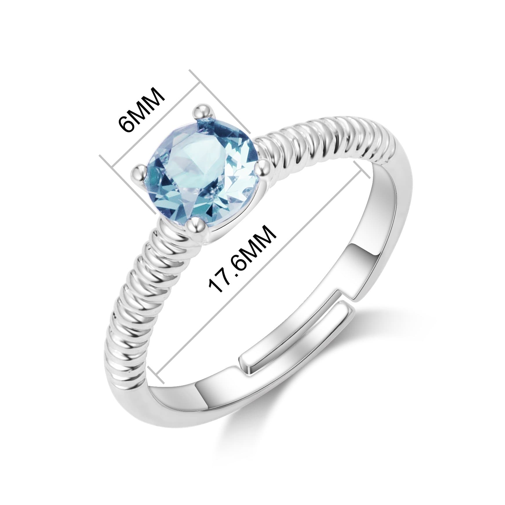 Light Blue Adjustable Crystal Ring Created with Zircondia® Crystals