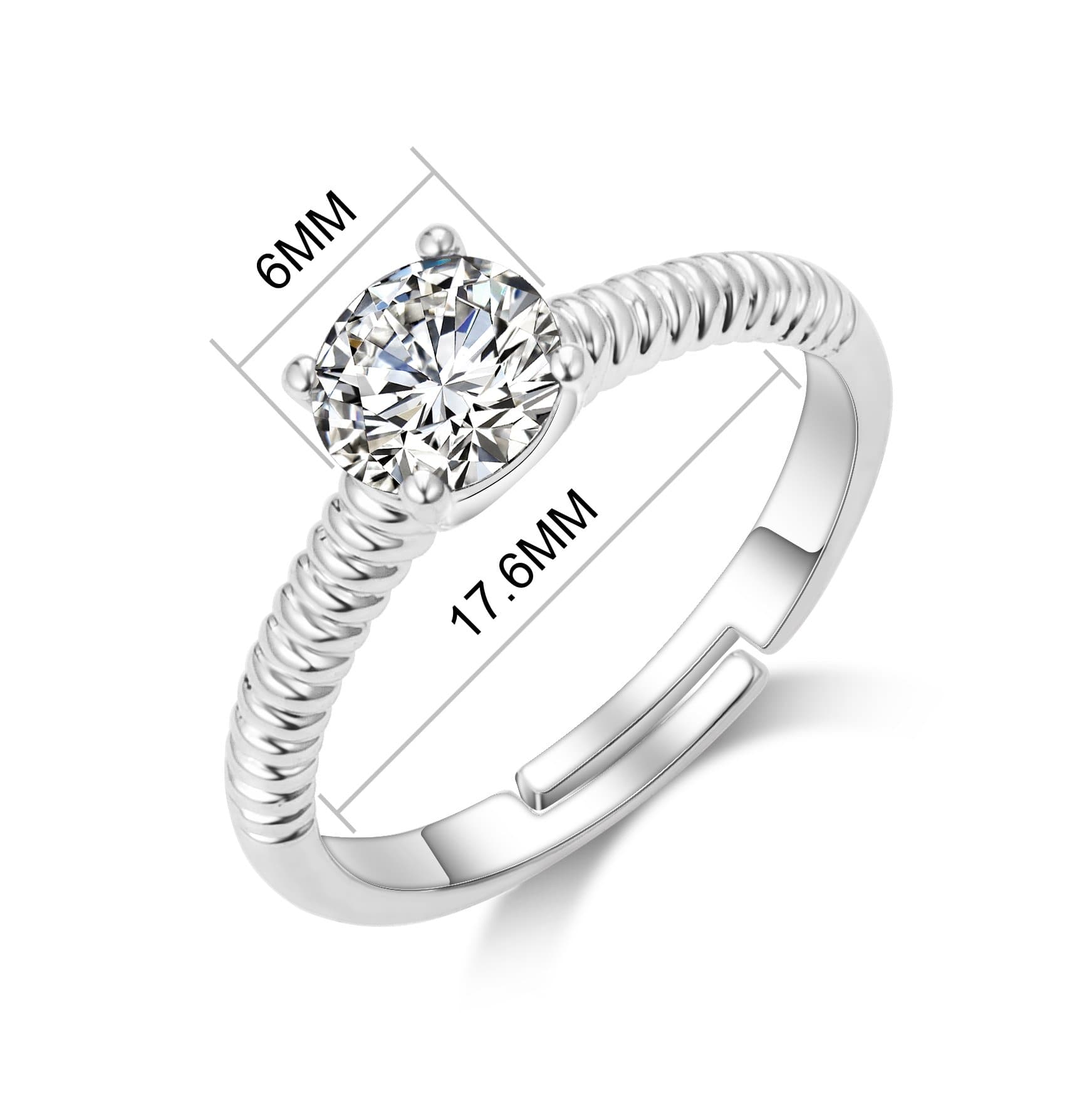 April (Diamond) Adjustable Birthstone Ring Created with Zircondia® Crystals