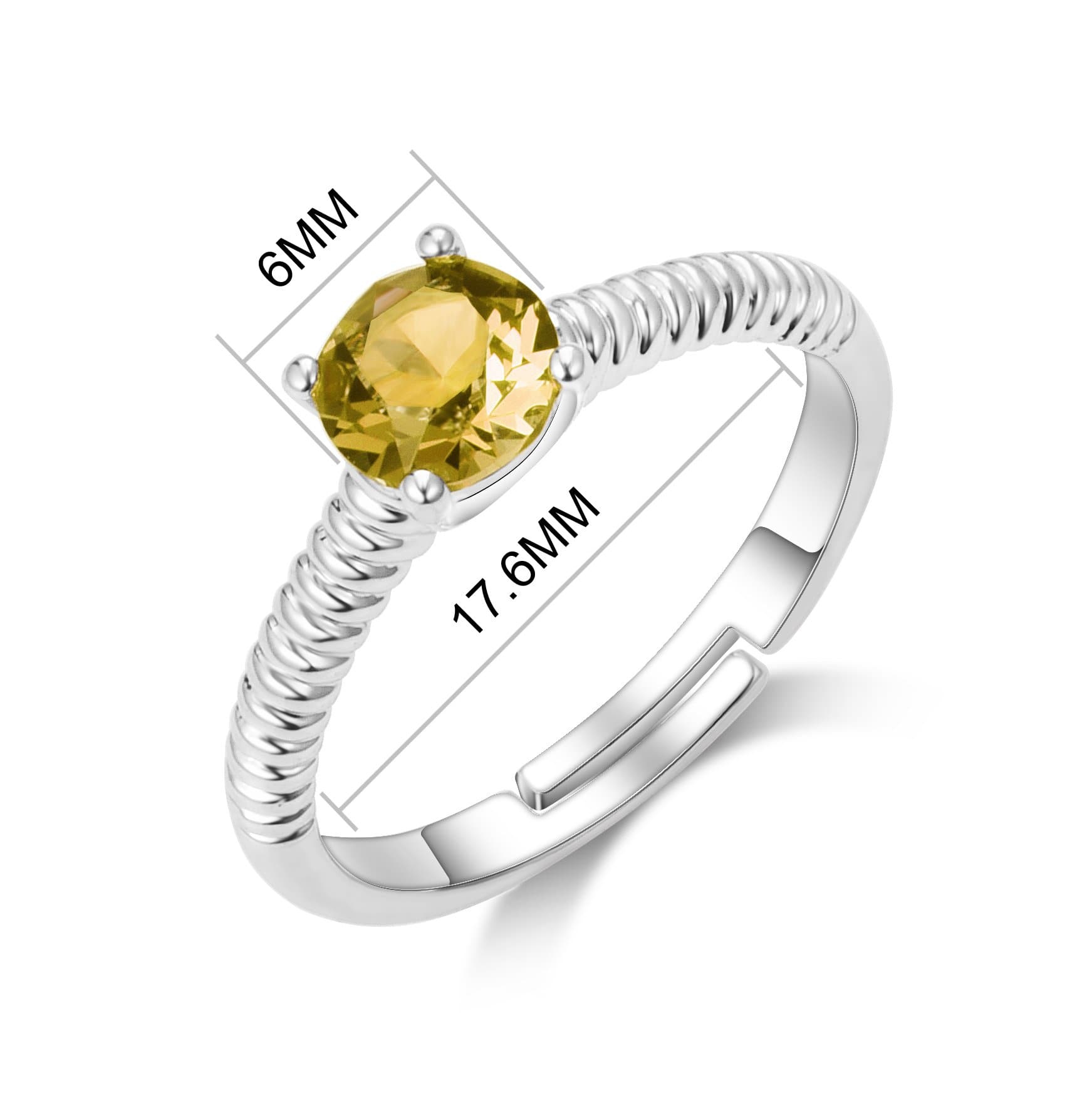 Yellow Adjustable Crystal Ring Created with Zircondia® Crystals