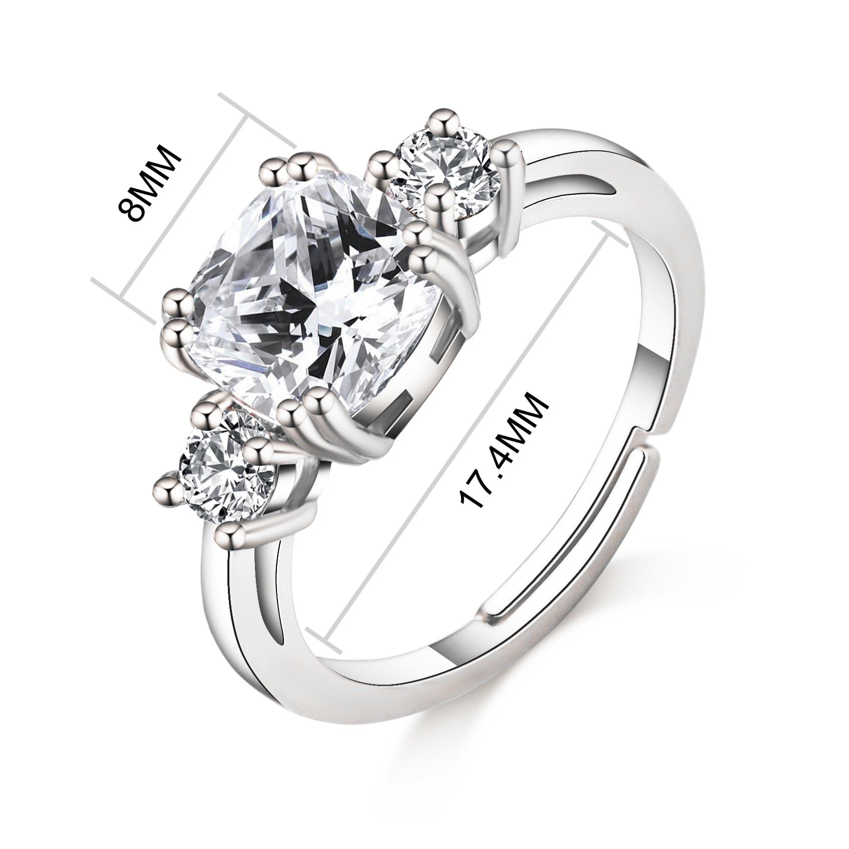 Silver Plated Meghan Replica Ring Created with Zircondia® Crystals