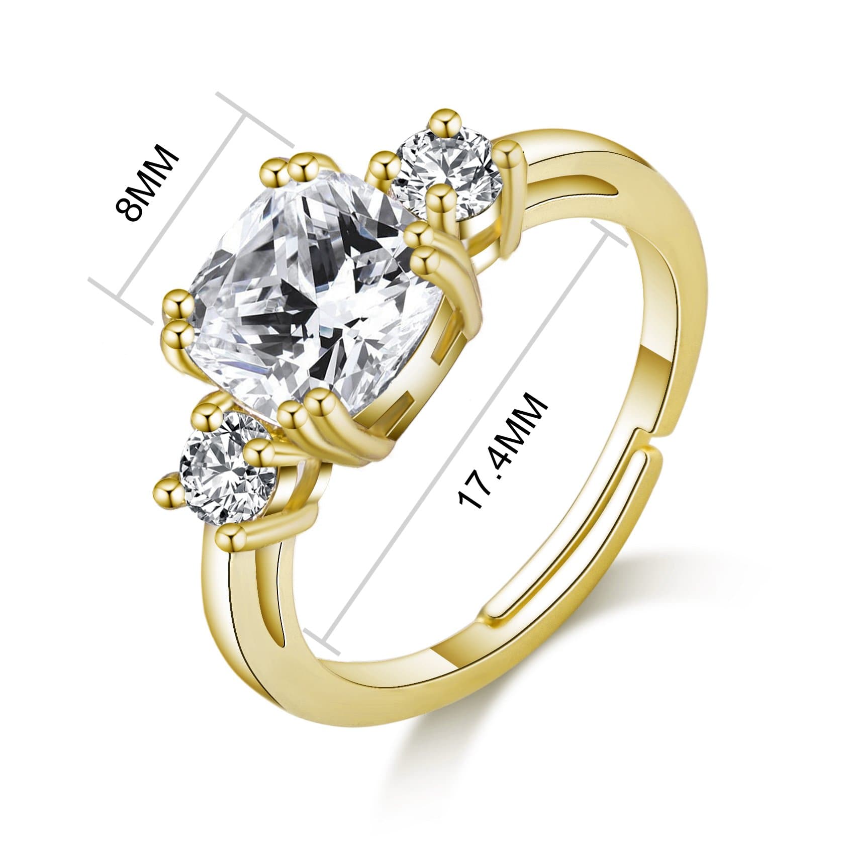 Gold Plated Meghan Replica Ring Created with Zircondia® Crystals