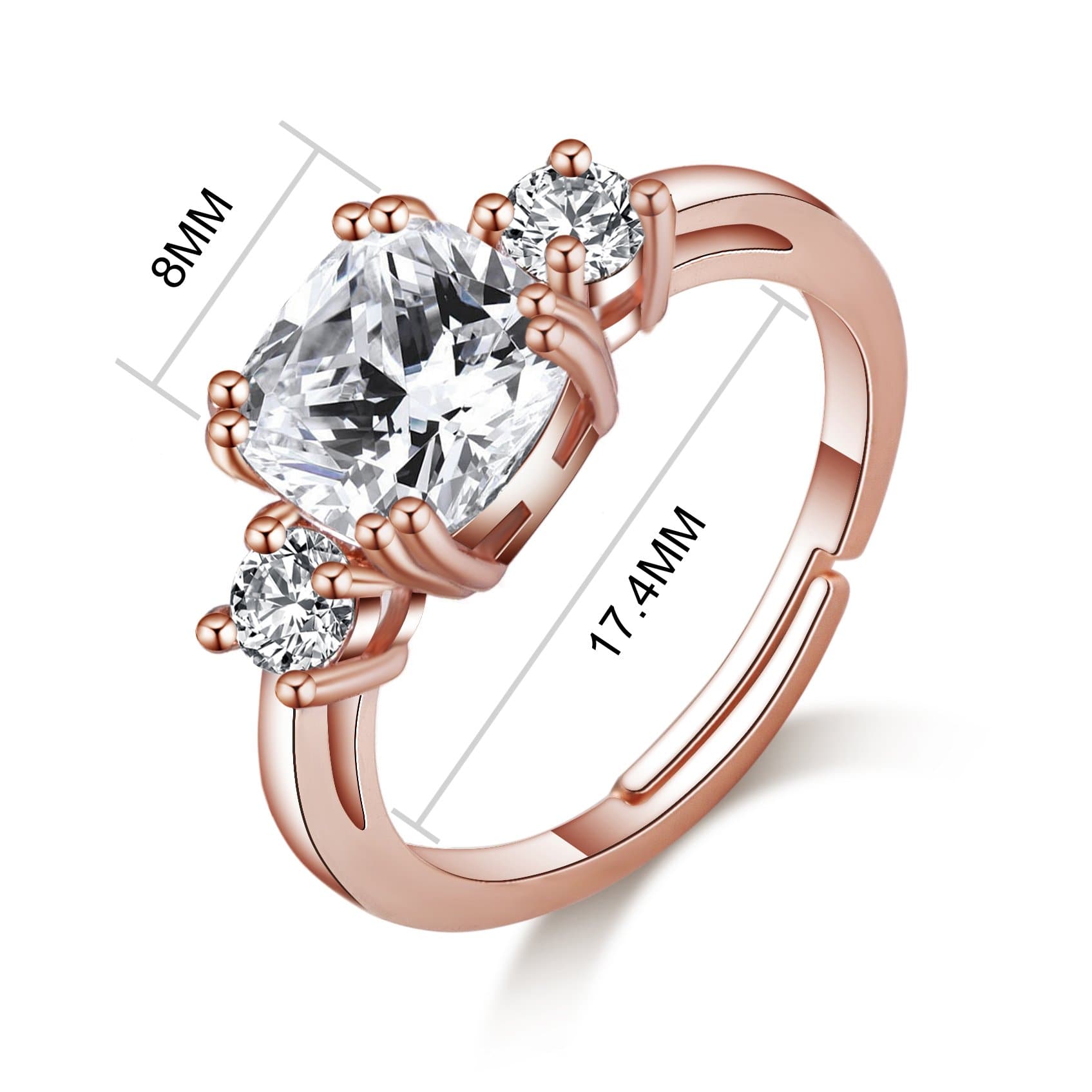 Rose Gold Plated Meghan Replica Ring Created with Zircondia® Crystals