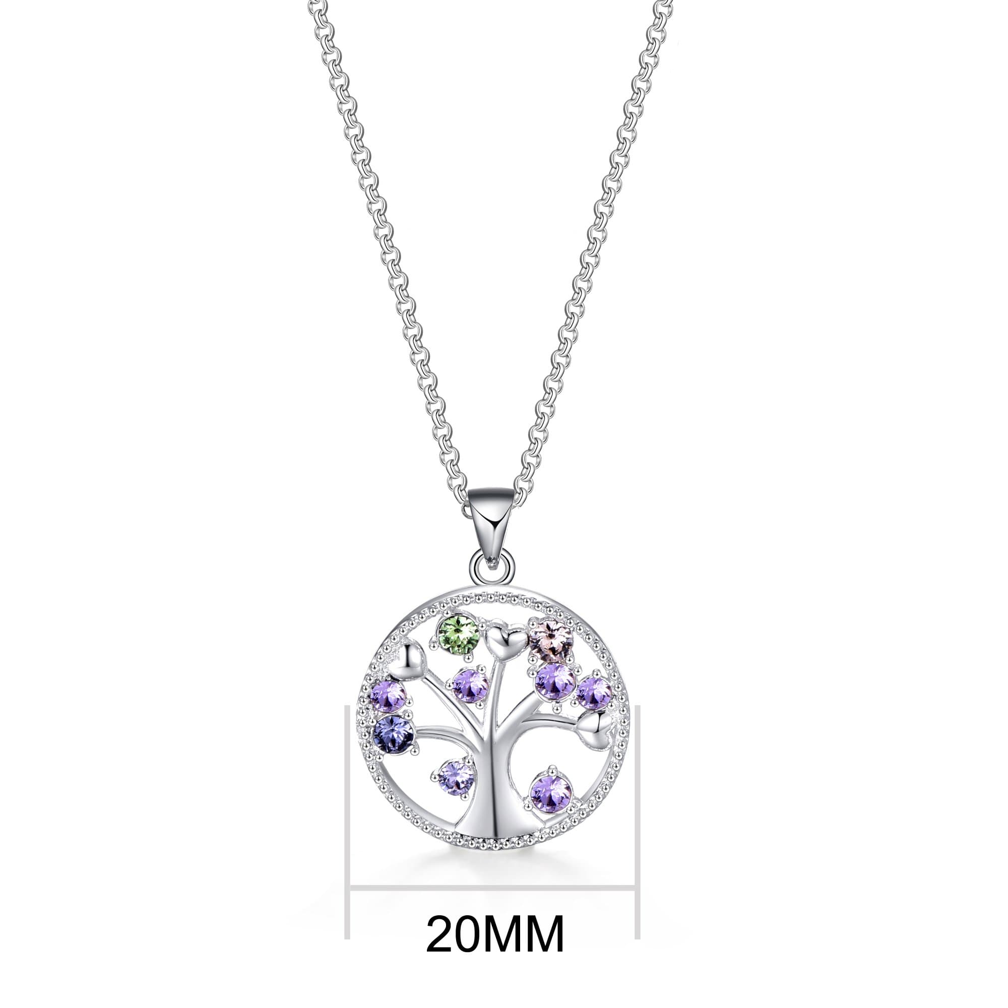 Silver Plated Chakra Tree of Life Necklace Created with Zircondia® Crystals