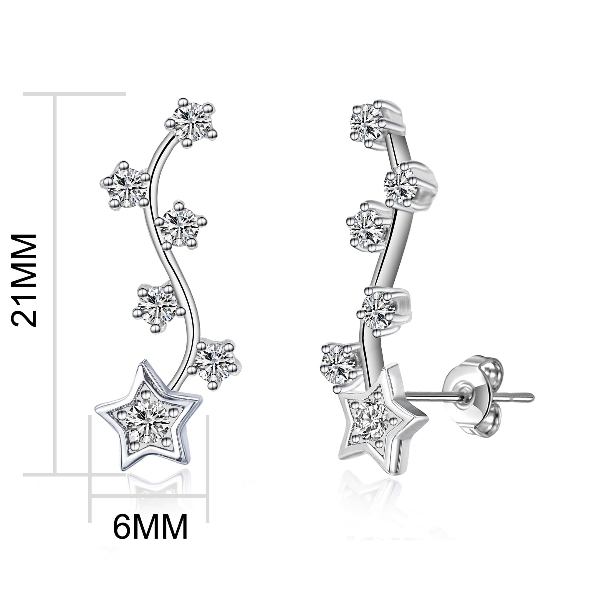 Silver Plated Star Climber Earrings Created with Zircondia® Crystals