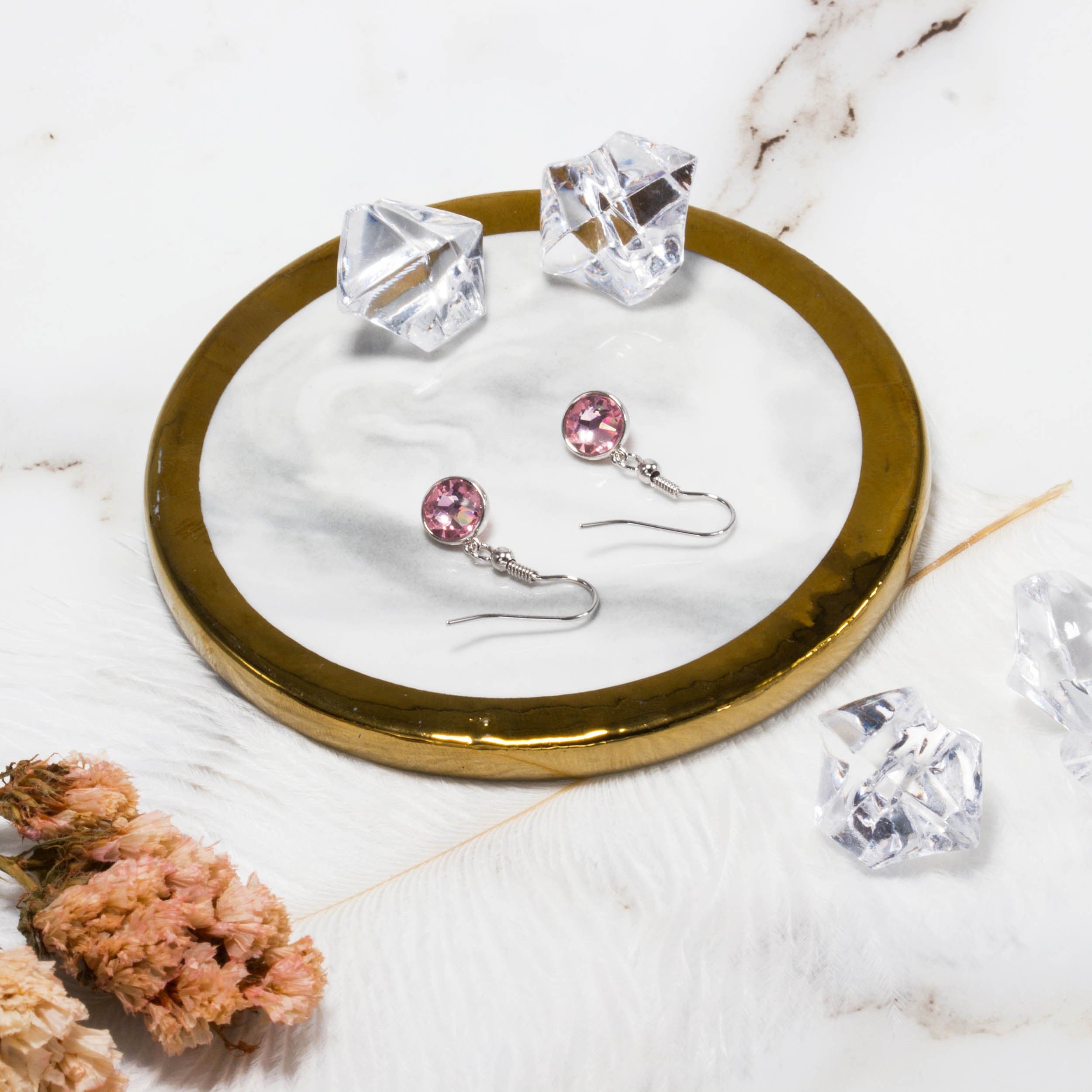 Pink Crystal Drop Earrings Created with Zircondia® Crystals
