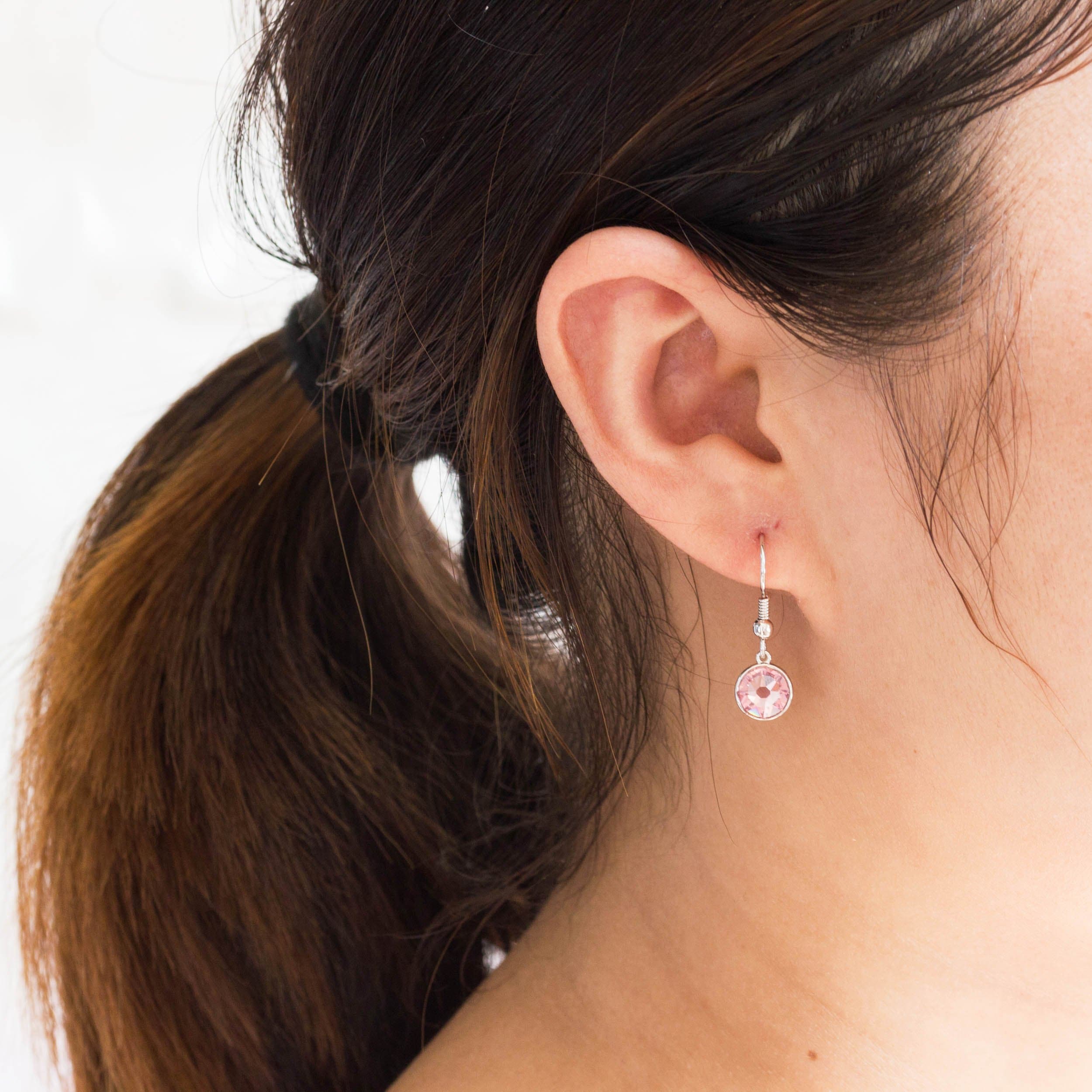 Pink Crystal Drop Earrings Created with Zircondia® Crystals