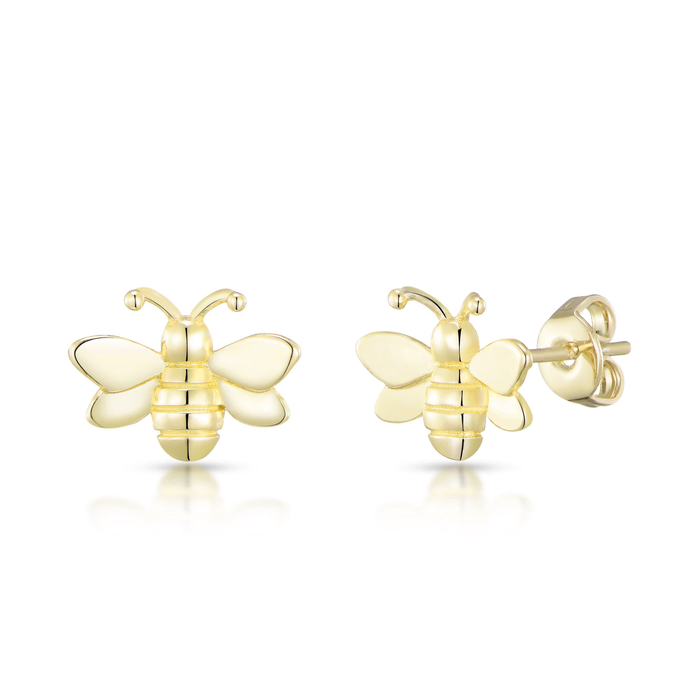 Gold Plated Bumble Bee Earrings by Philip Jones Jewellery