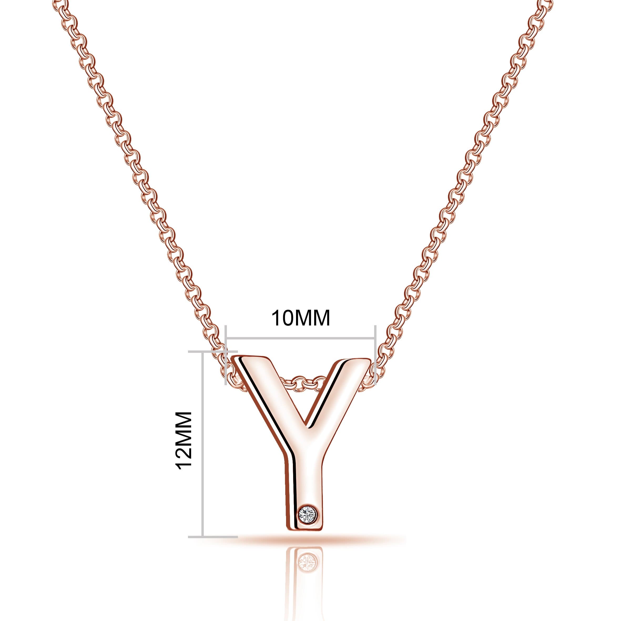 Rose Gold Plated Initial Necklace Letter Y Created with Zircondia® Crystals