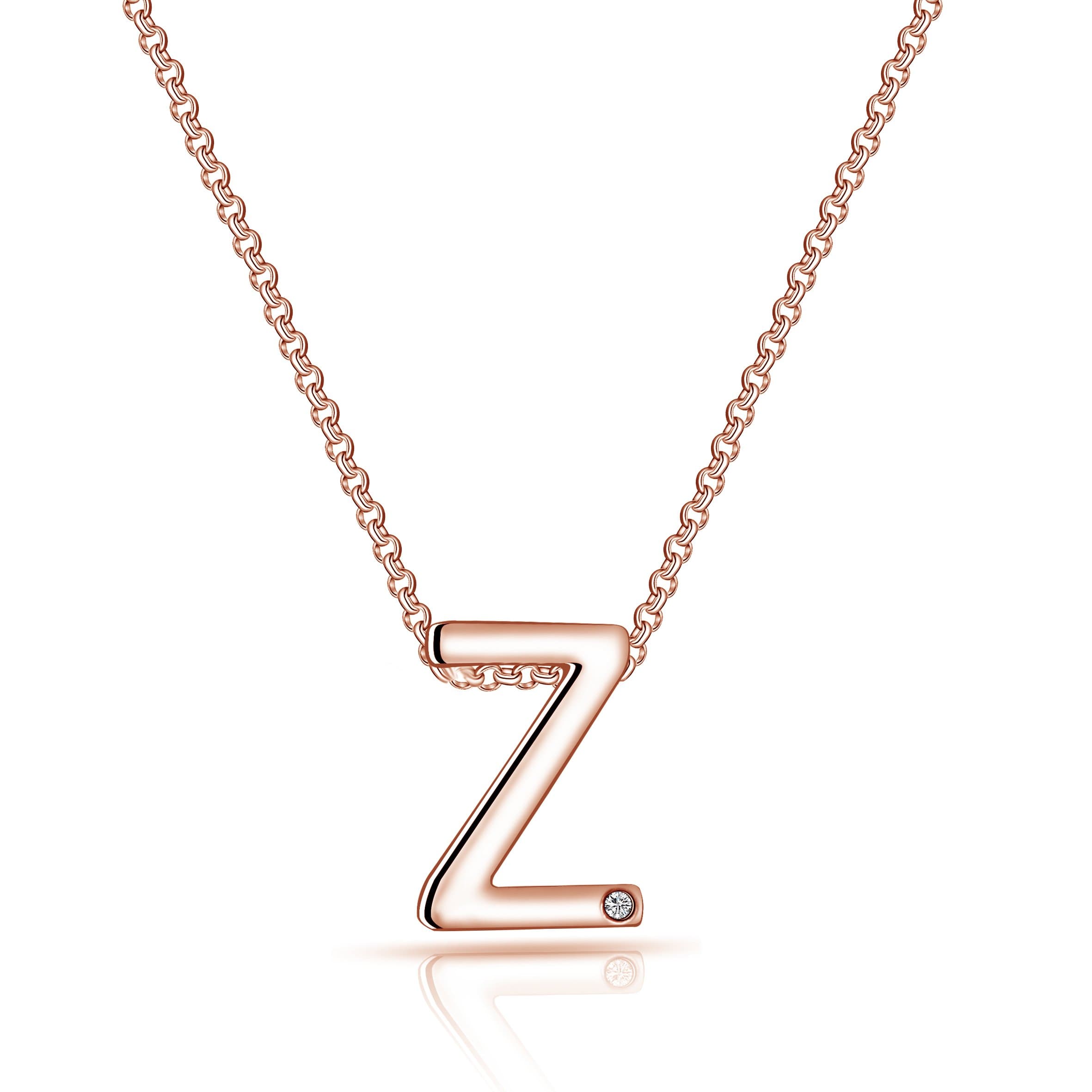 Rose Gold Plated Initial Necklace Letter Z Created with Zircondia® Crystals