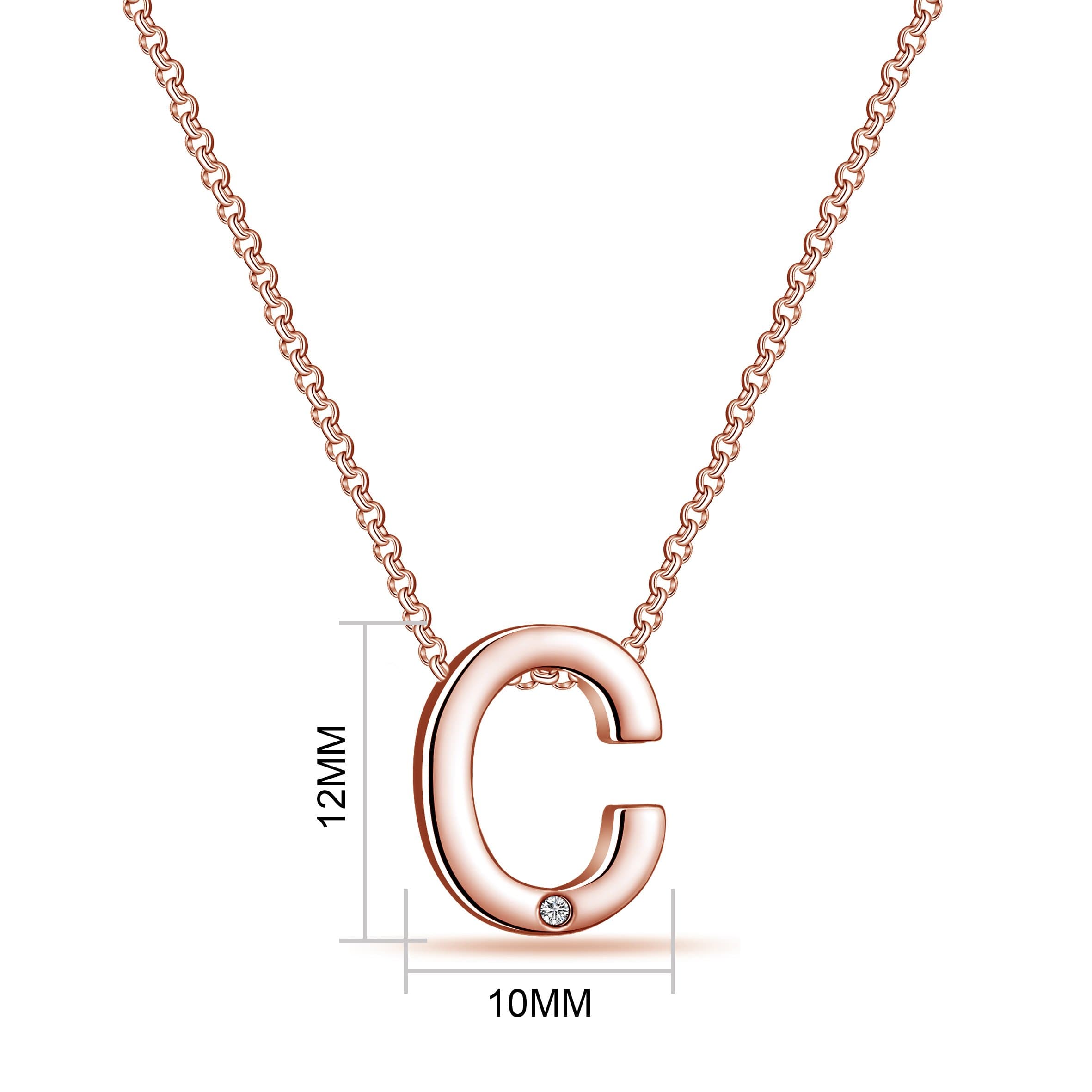 Rose Gold Plated Initial Necklace Letter C Created with Zircondia® Crystals
