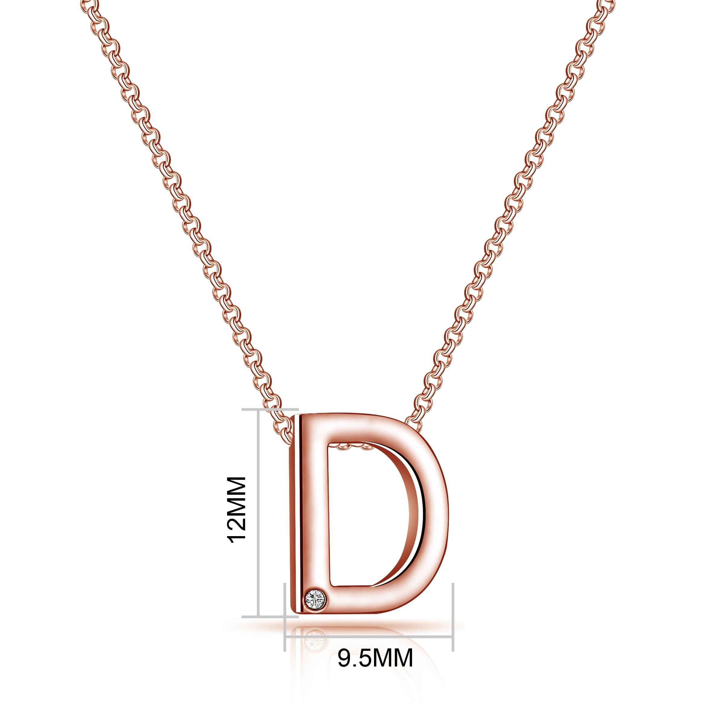 Rose Gold Plated Initial Necklace Letter D Created with Zircondia® Crystals