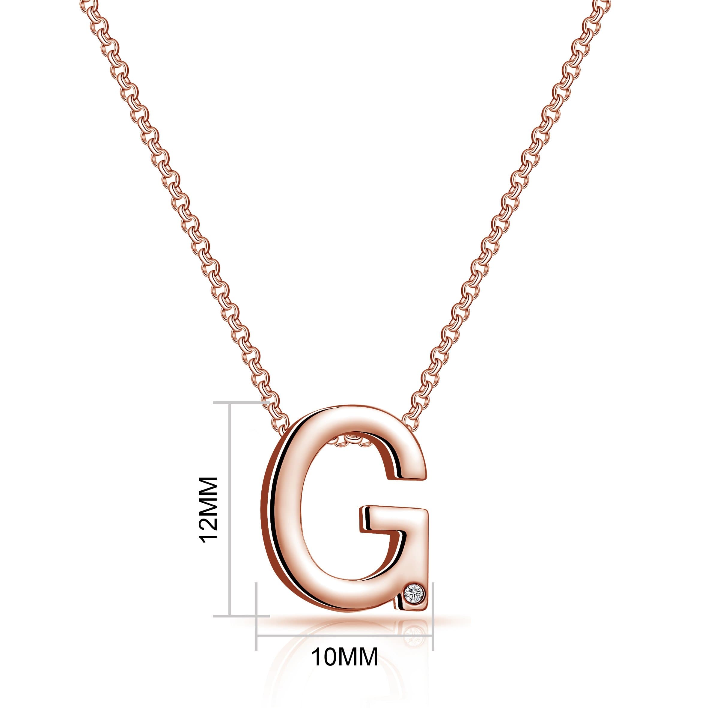 Rose Gold Plated Initial Necklace Letter G Created with Zircondia® Crystals