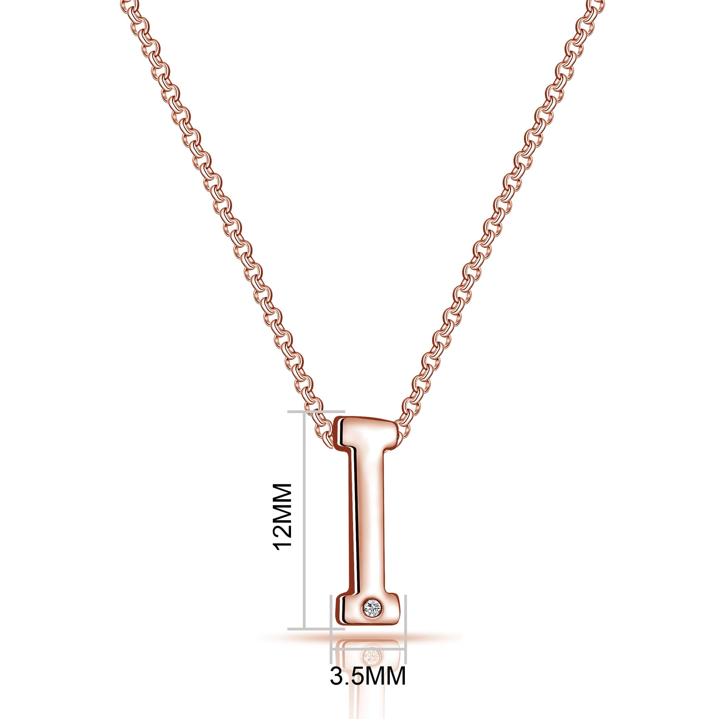 Rose Gold Plated Initial Necklace Letter I Created with Zircondia® Crystals