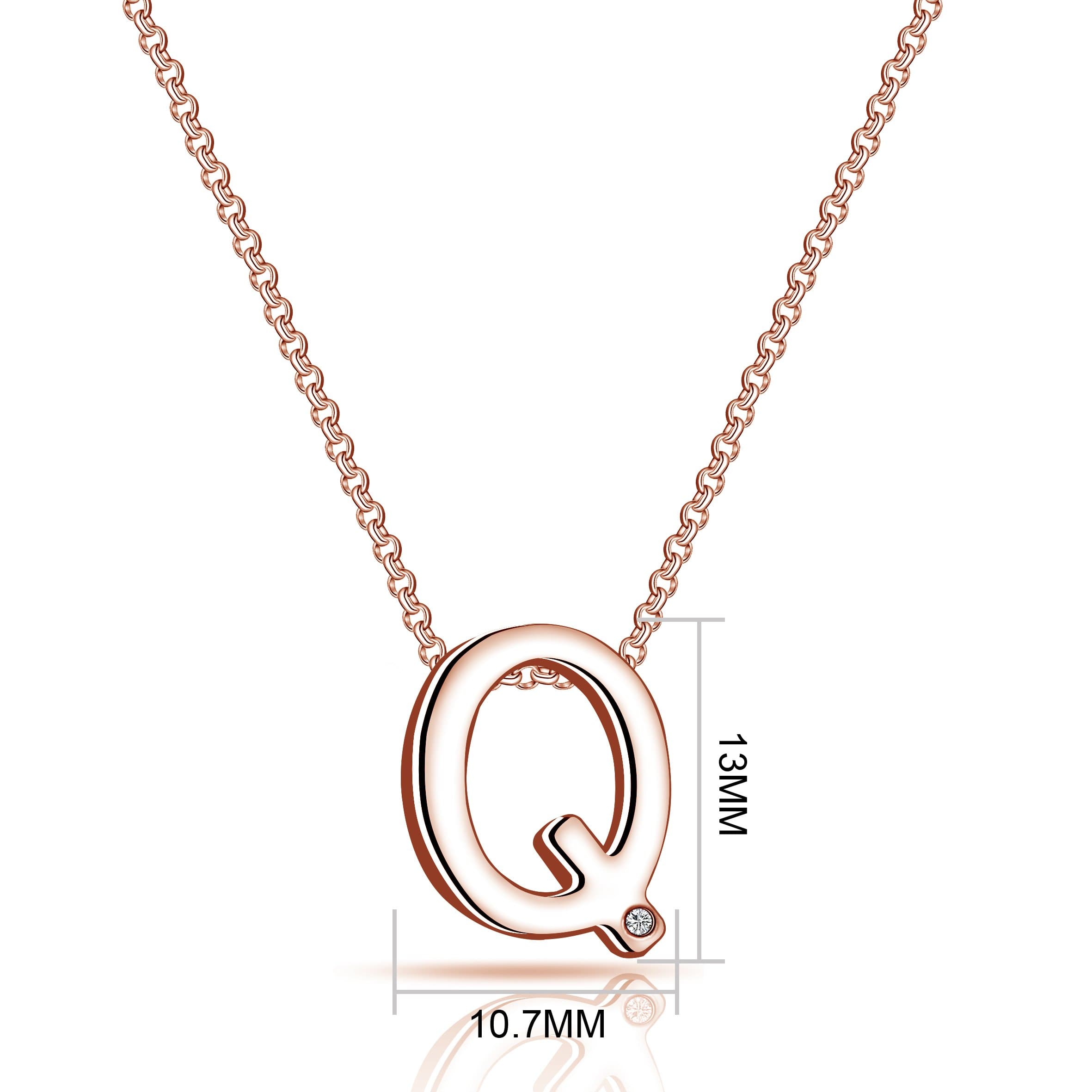 Rose Gold Plated Initial Necklace Letter Q Created with Zircondia® Crystals