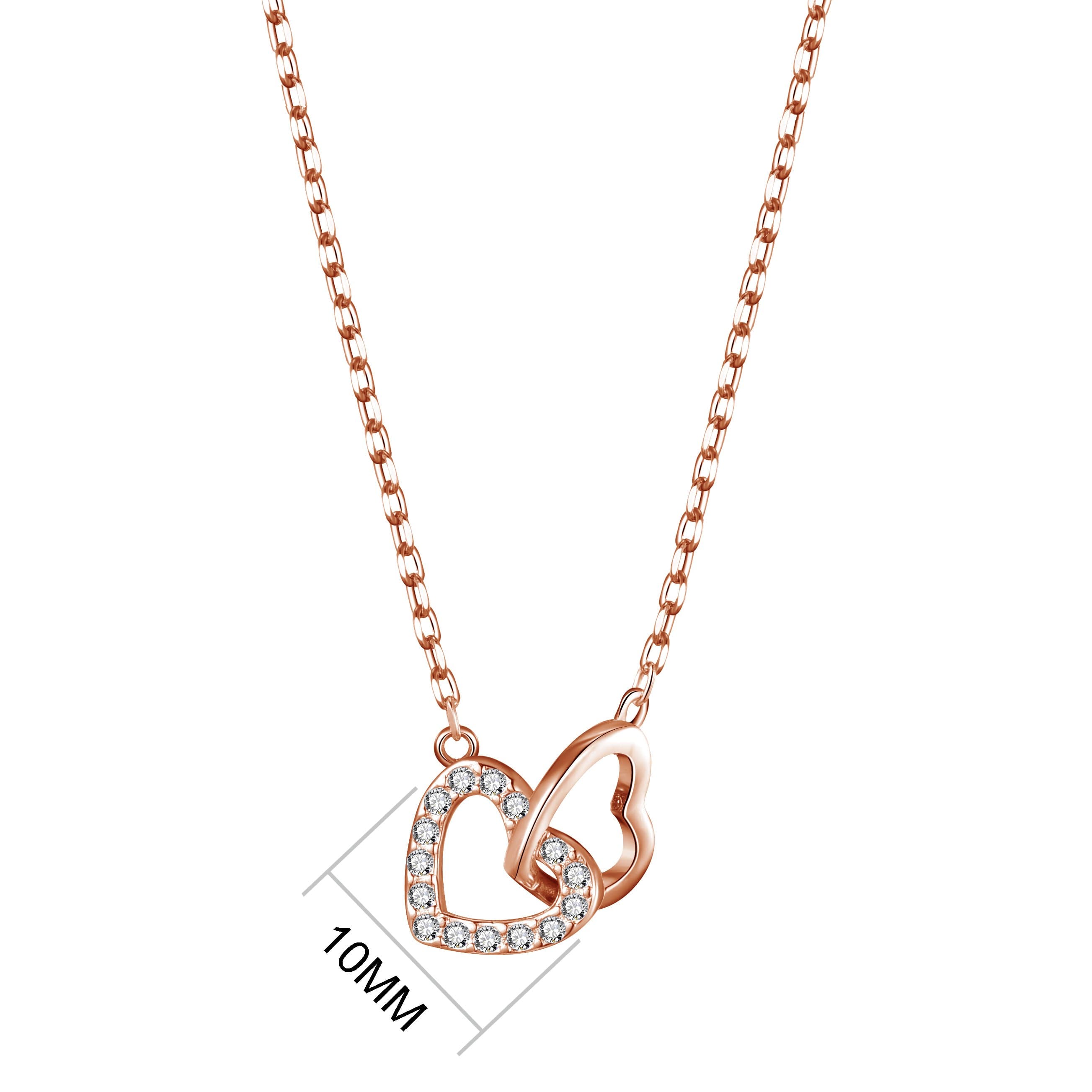 Rose Gold Plated Heart Link Necklace Created with Zircondia® Crystals