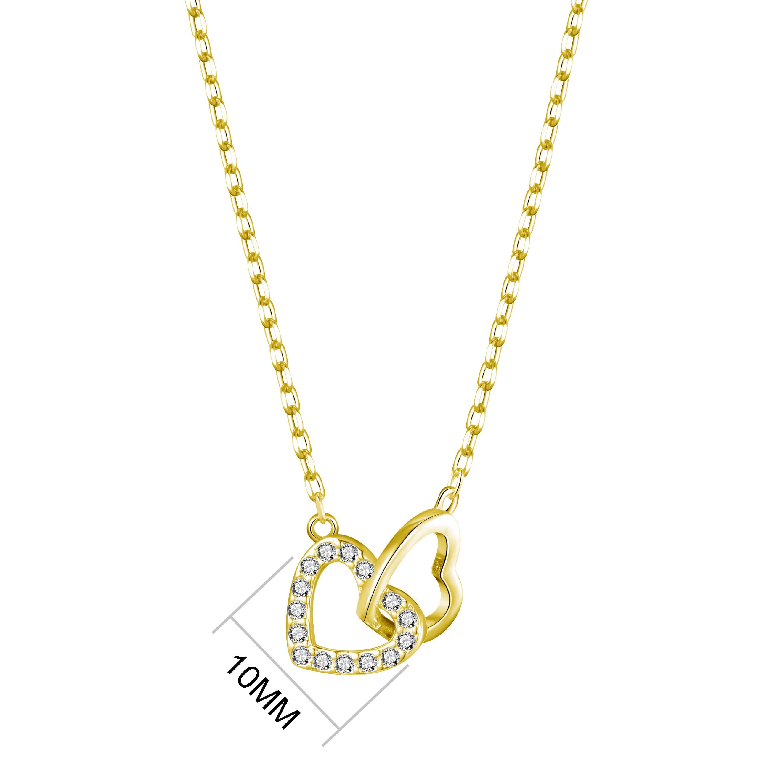 Gold Plated Heart Link Necklace Created with Zircondia® Crystals