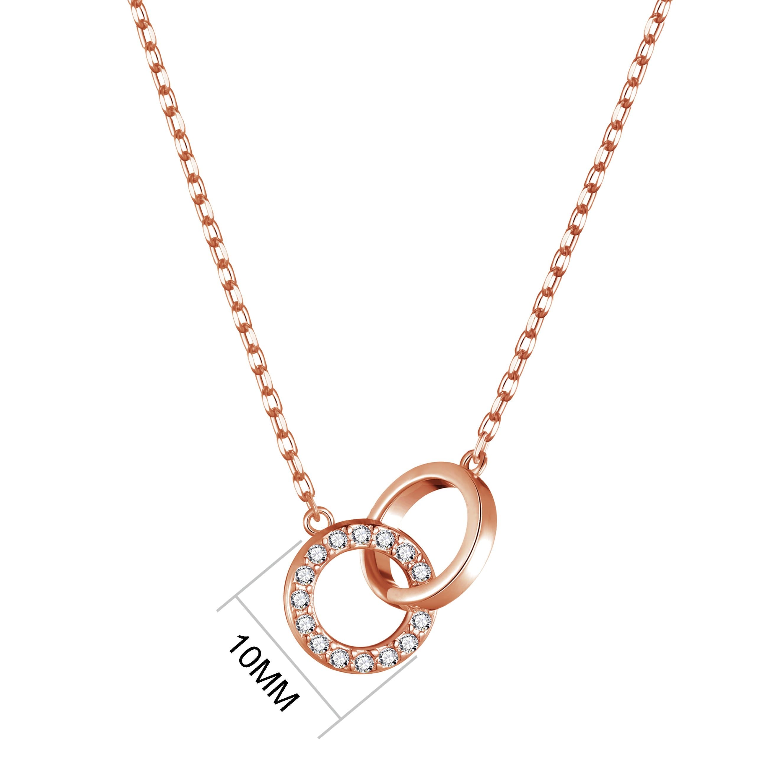 Rose Gold Plated Circle Link Necklace Created with Zircondia® Crystals