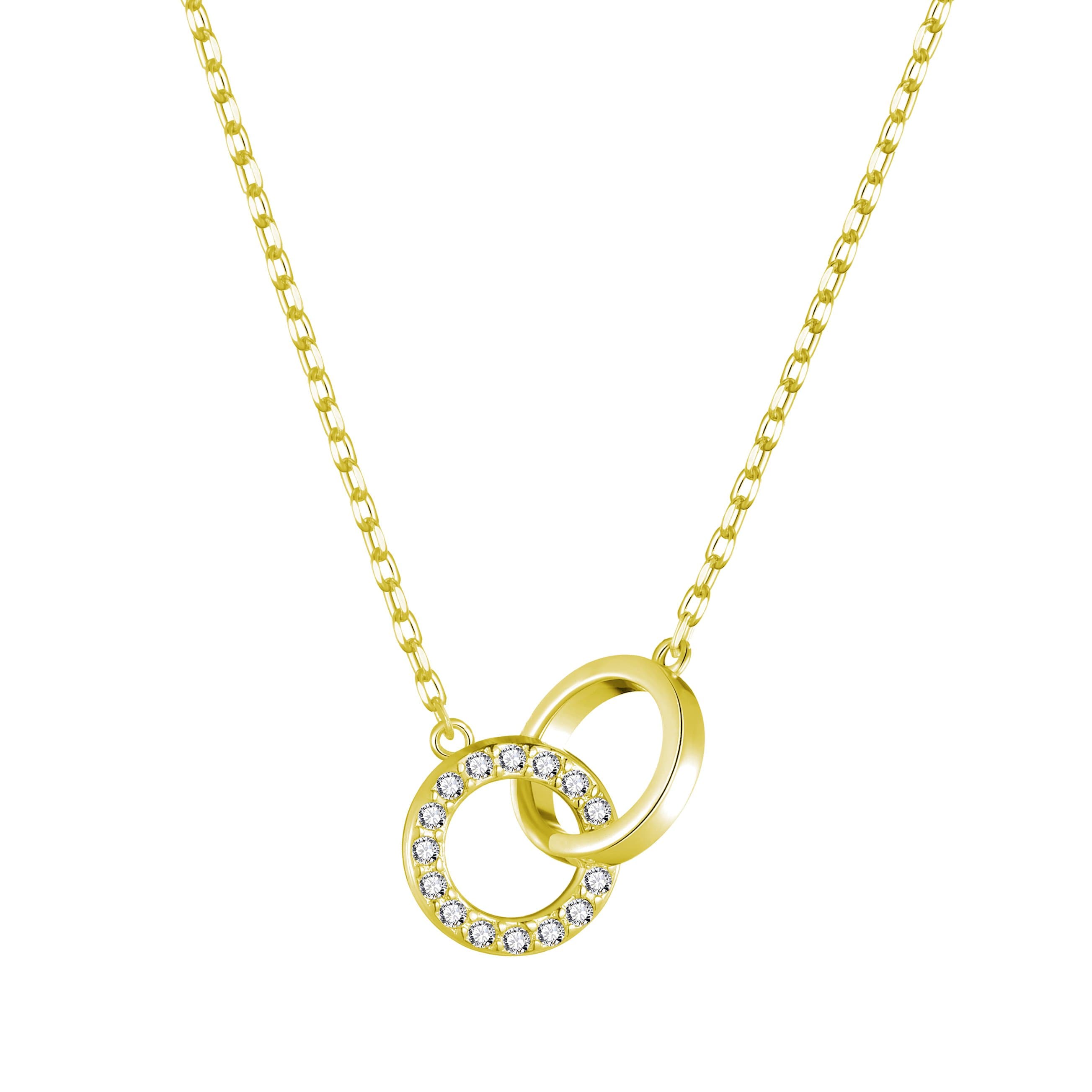 Gold Plated Circle Link Necklace Created with Zircondia® Crystals
