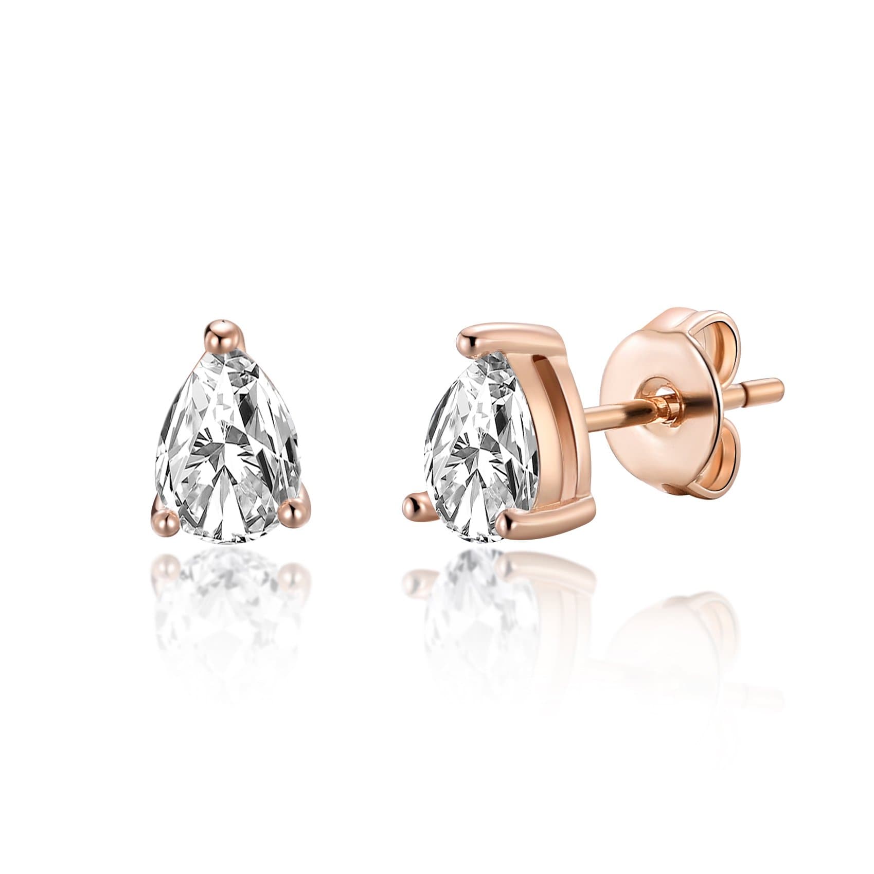 Rose Gold Plated Pear Earrings Created with Zircondia® Crystals