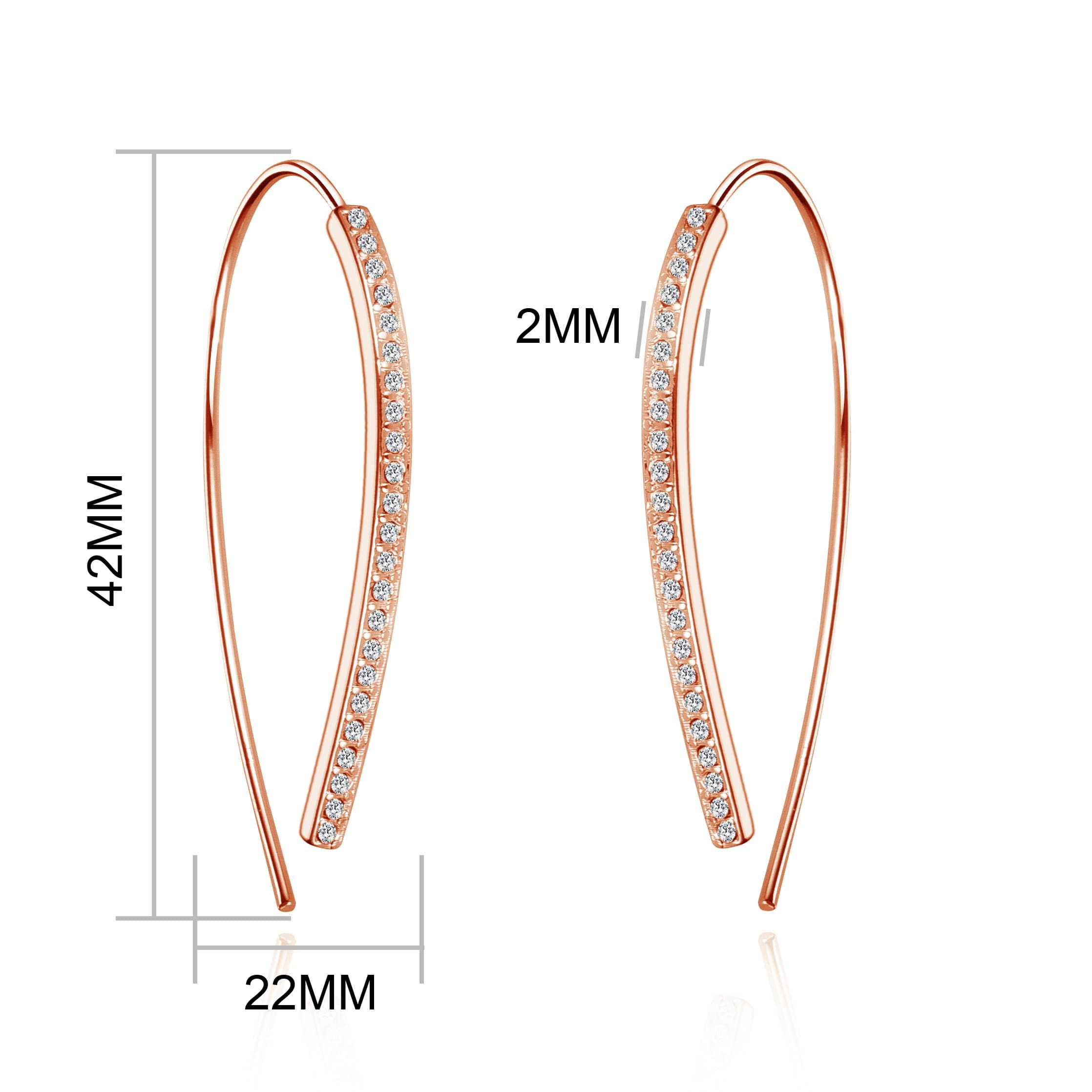 Rose Gold Plated Thread Earrings Created with Zircondia® Crystals