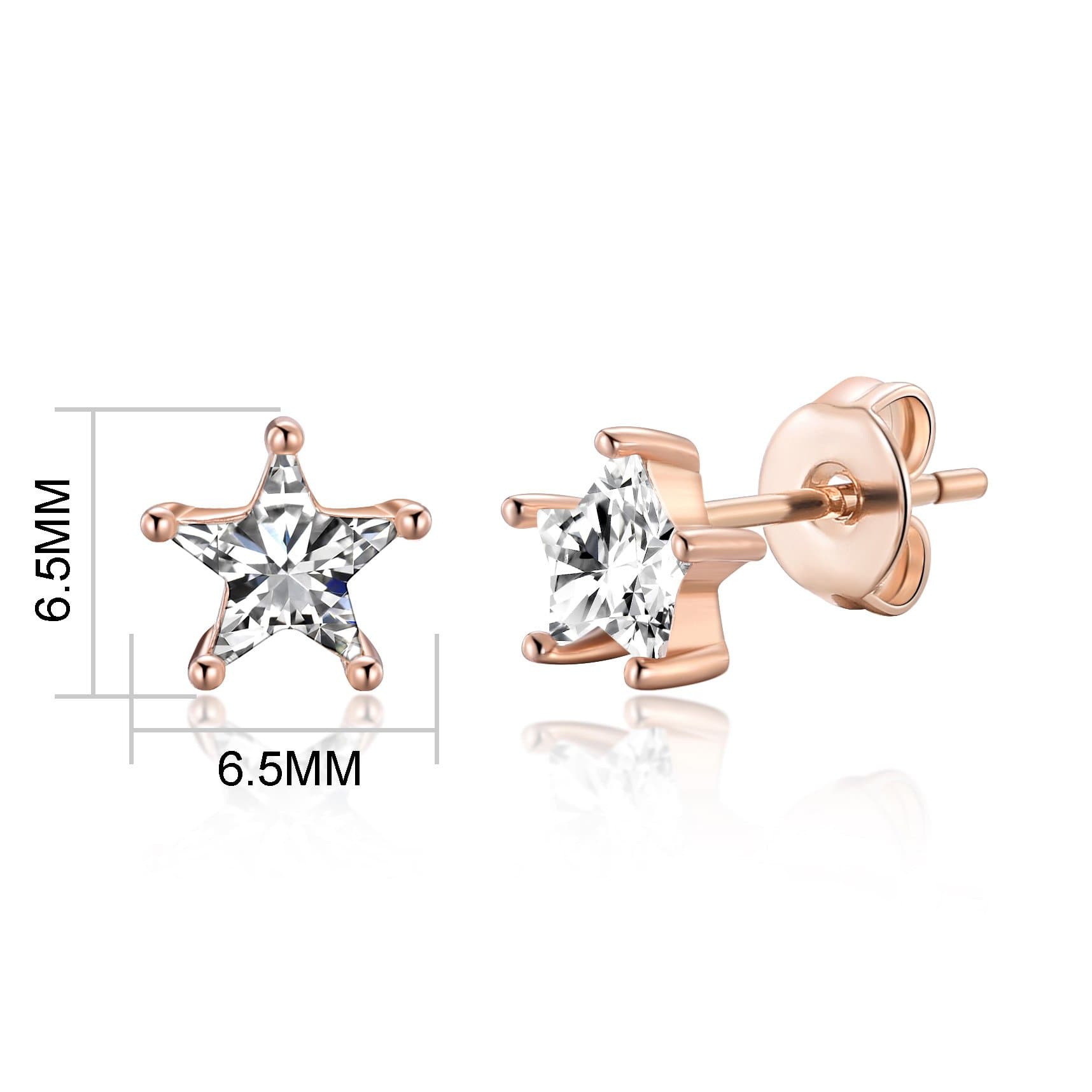 Rose Gold Plated Star Earrings Created with Zircondia® Crystals