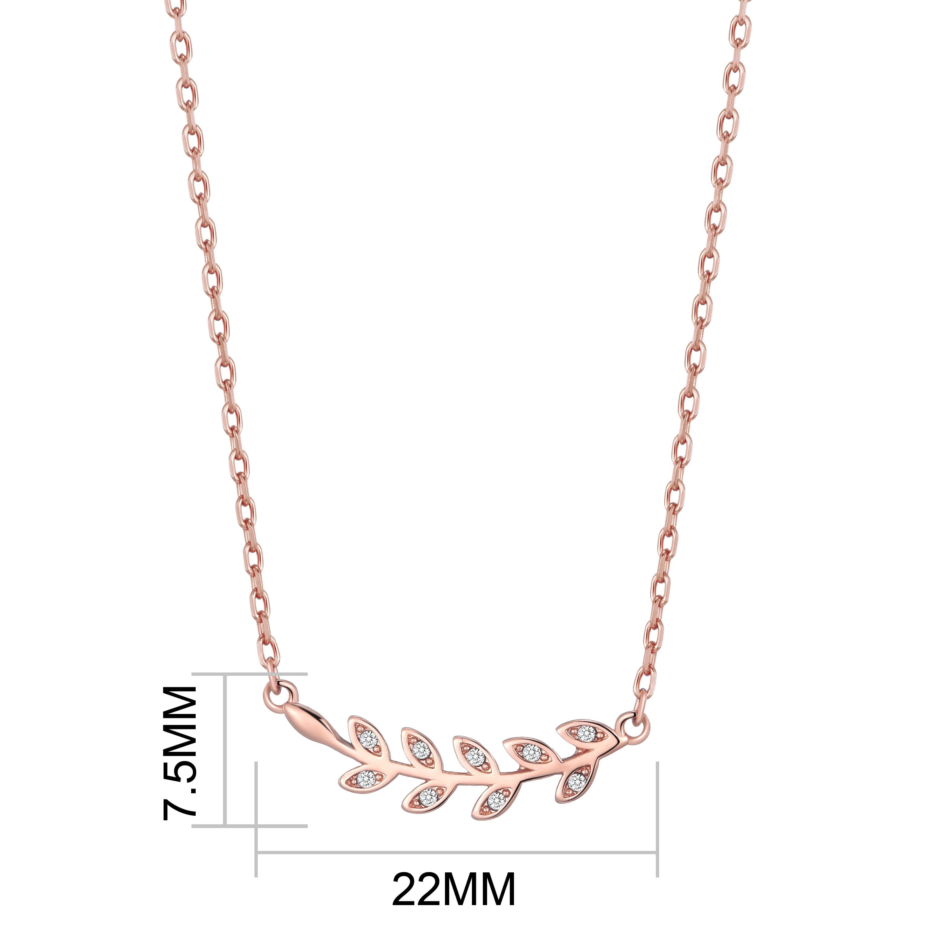Rose Gold Plated Leaf Necklace Created with Zircondia® Crystals