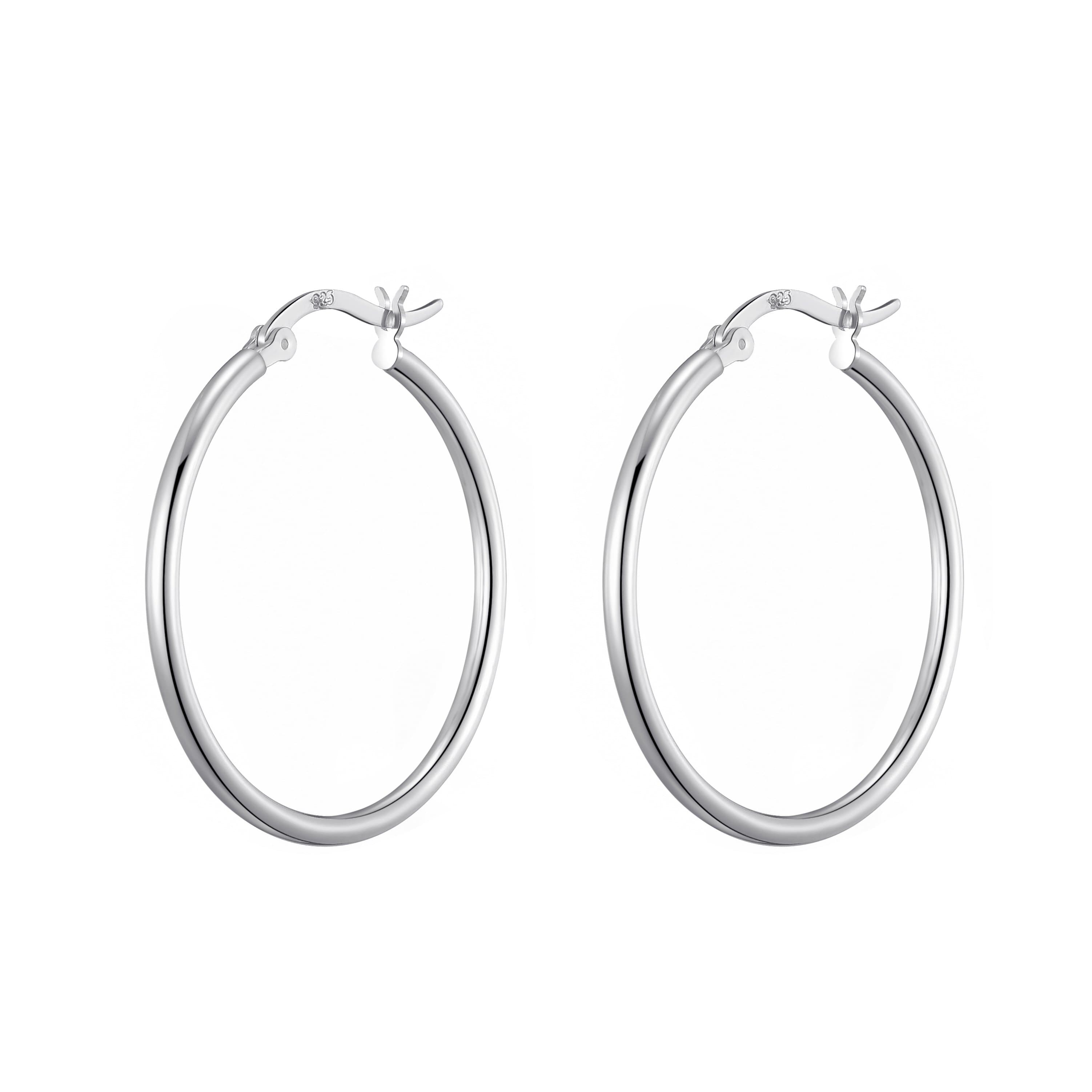 Sterling Silver 30mm Hoop Earrings by Philip Jones Jewellery